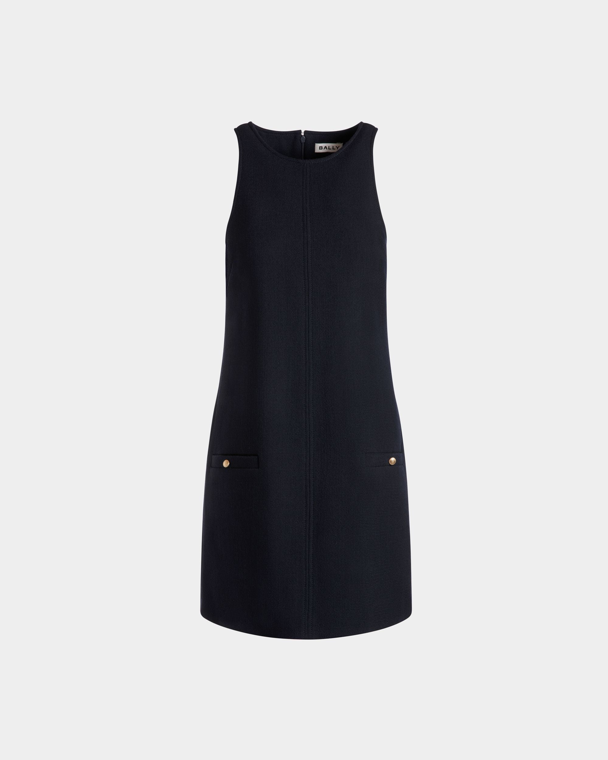 Bally Global - Mini Robe Évasée En Laine Navy Blue - Bleu