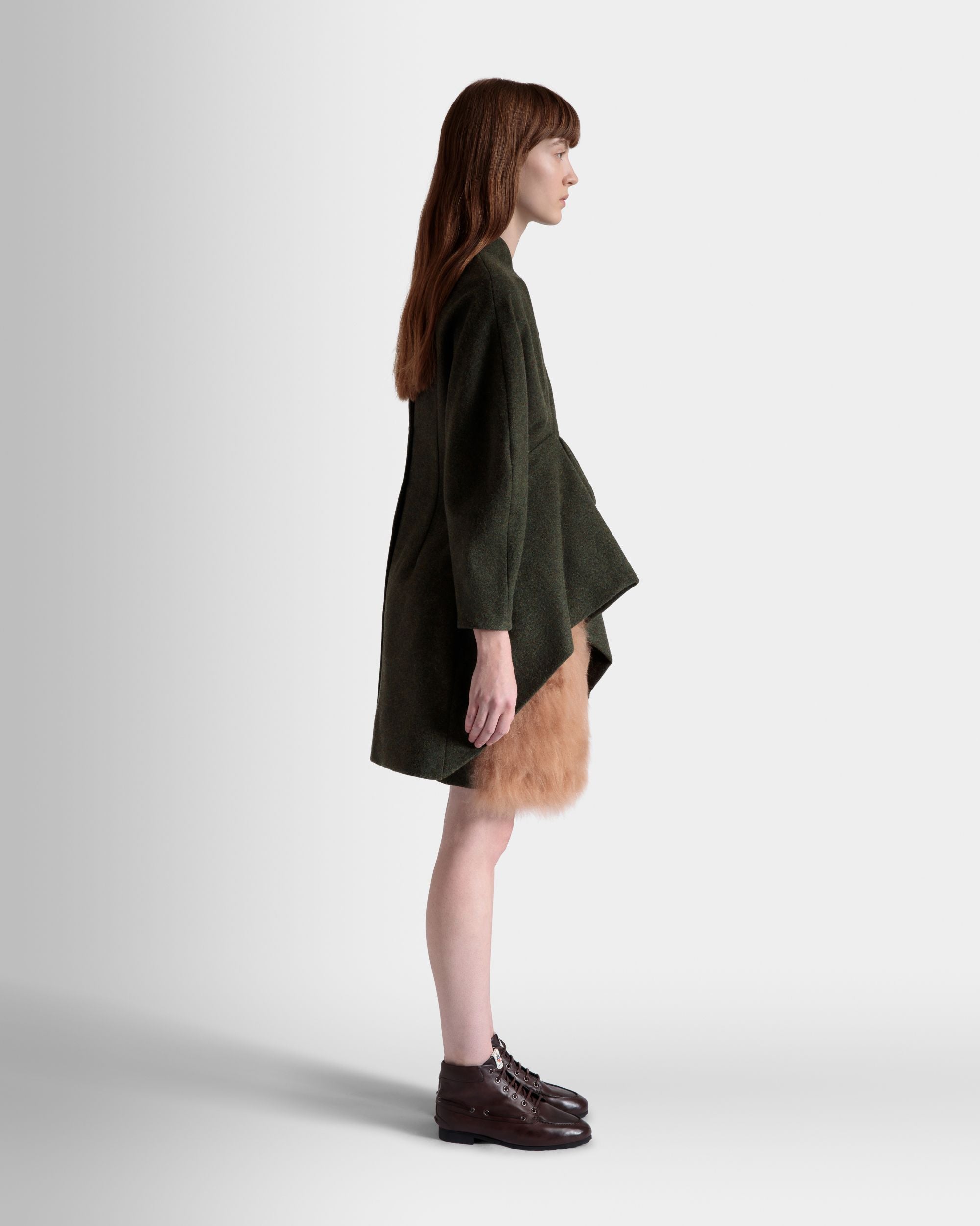 Bally Global - Asymmetric Dress In Dark Green Wool - Green