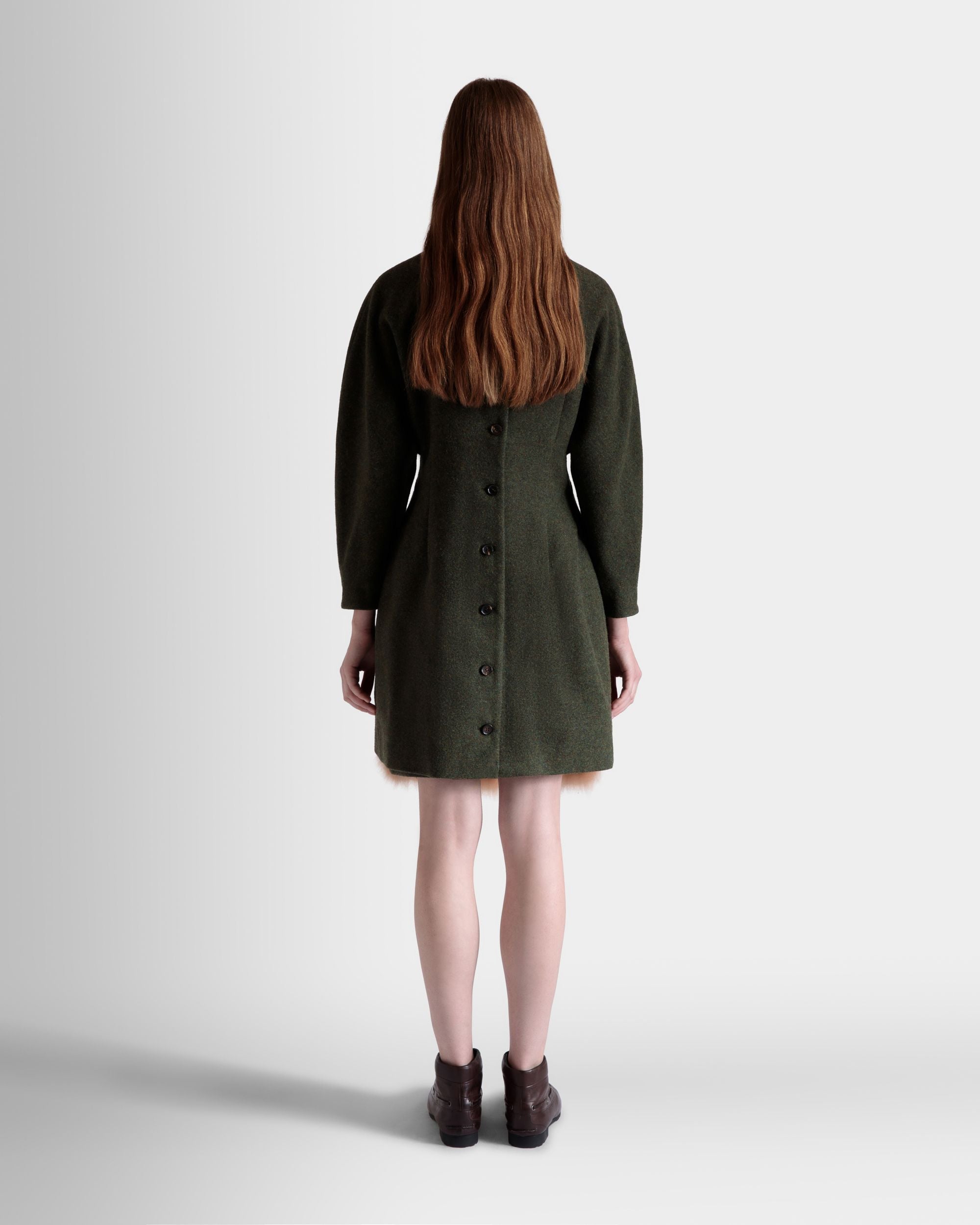 Bally Global - Asymmetric Dress In Dark Green Wool - Green