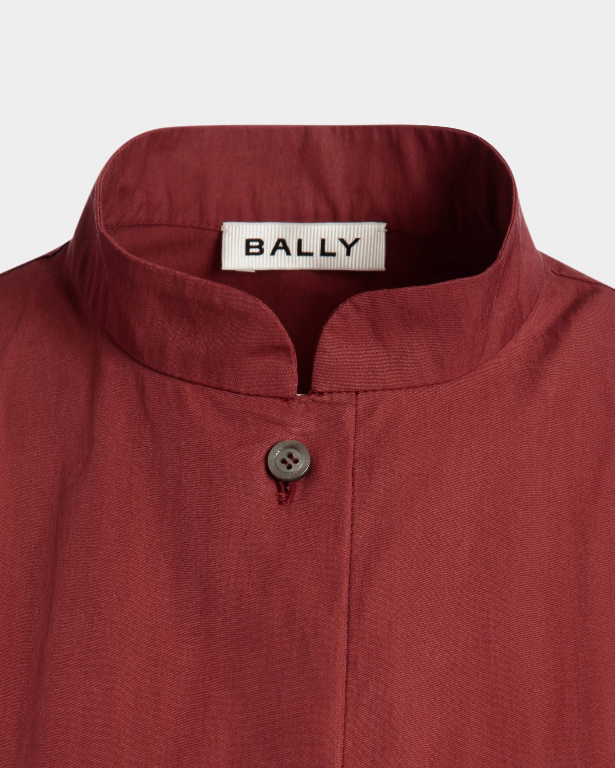 Bally Global - Vestido De Popelina De Mezcla De Algodón Heritage Red Con Cinturón - Burdeos