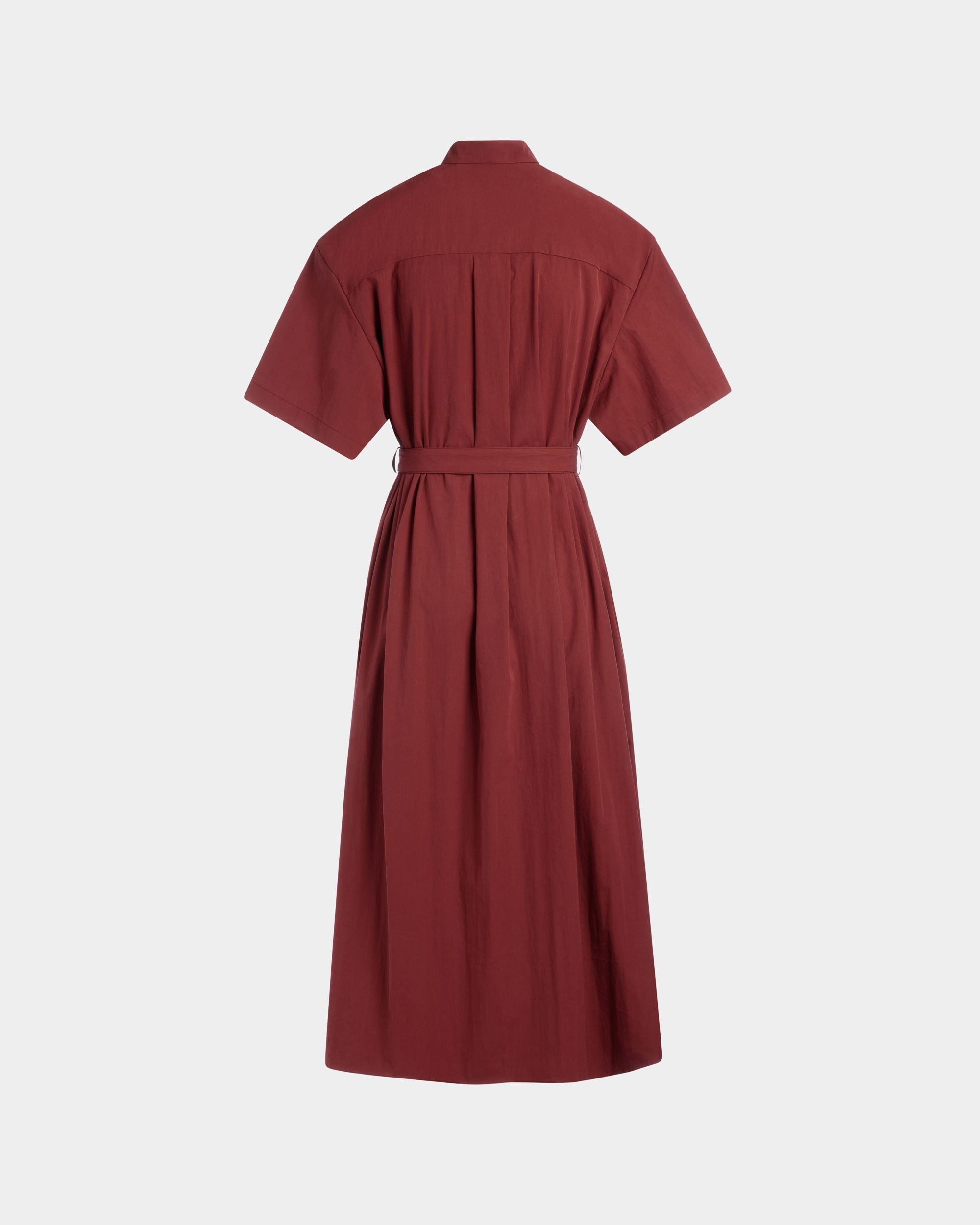 Bally Global - Vestido De Popelina De Mezcla De Algodón Heritage Red Con Cinturón - Burdeos