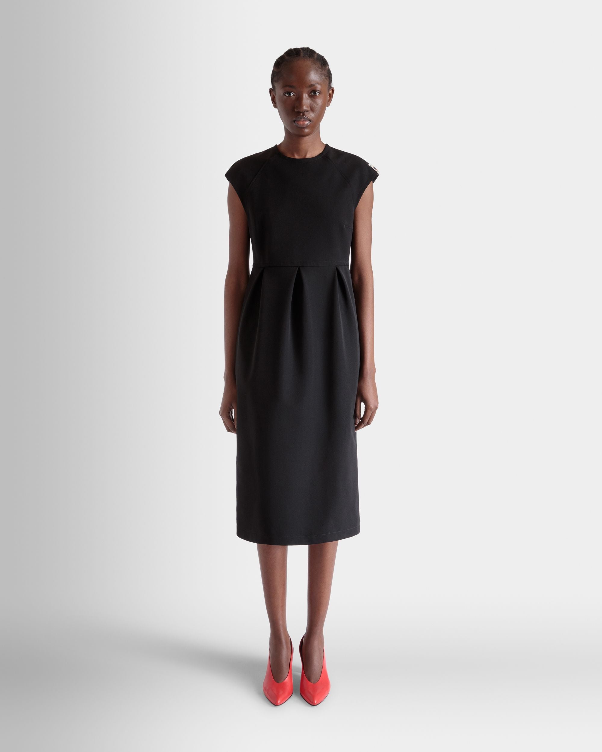 Bally Global - Midi Dress in Black Nylon Gabardine - Black