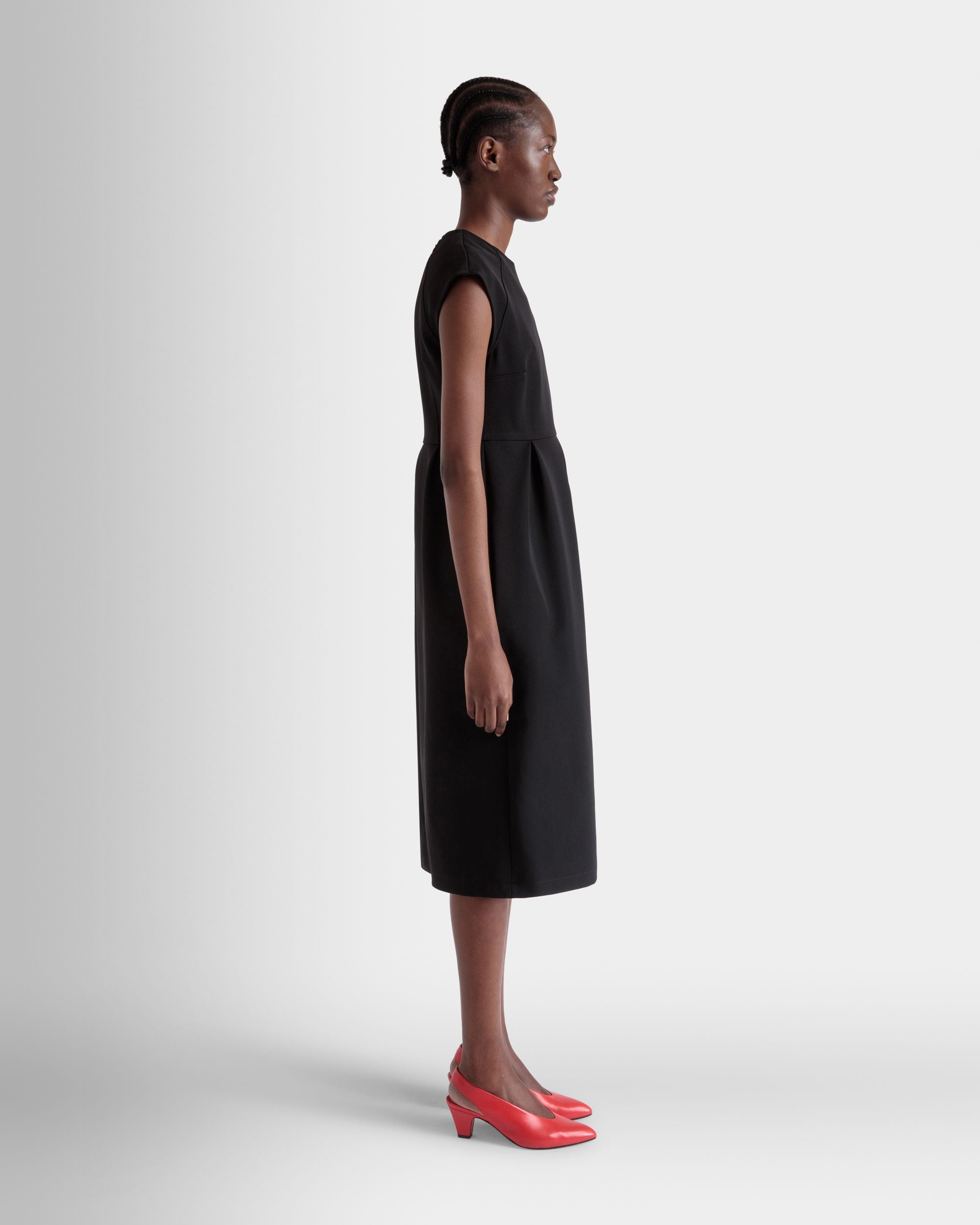 Bally Global - Midi Dress in Black Nylon Gabardine - Black