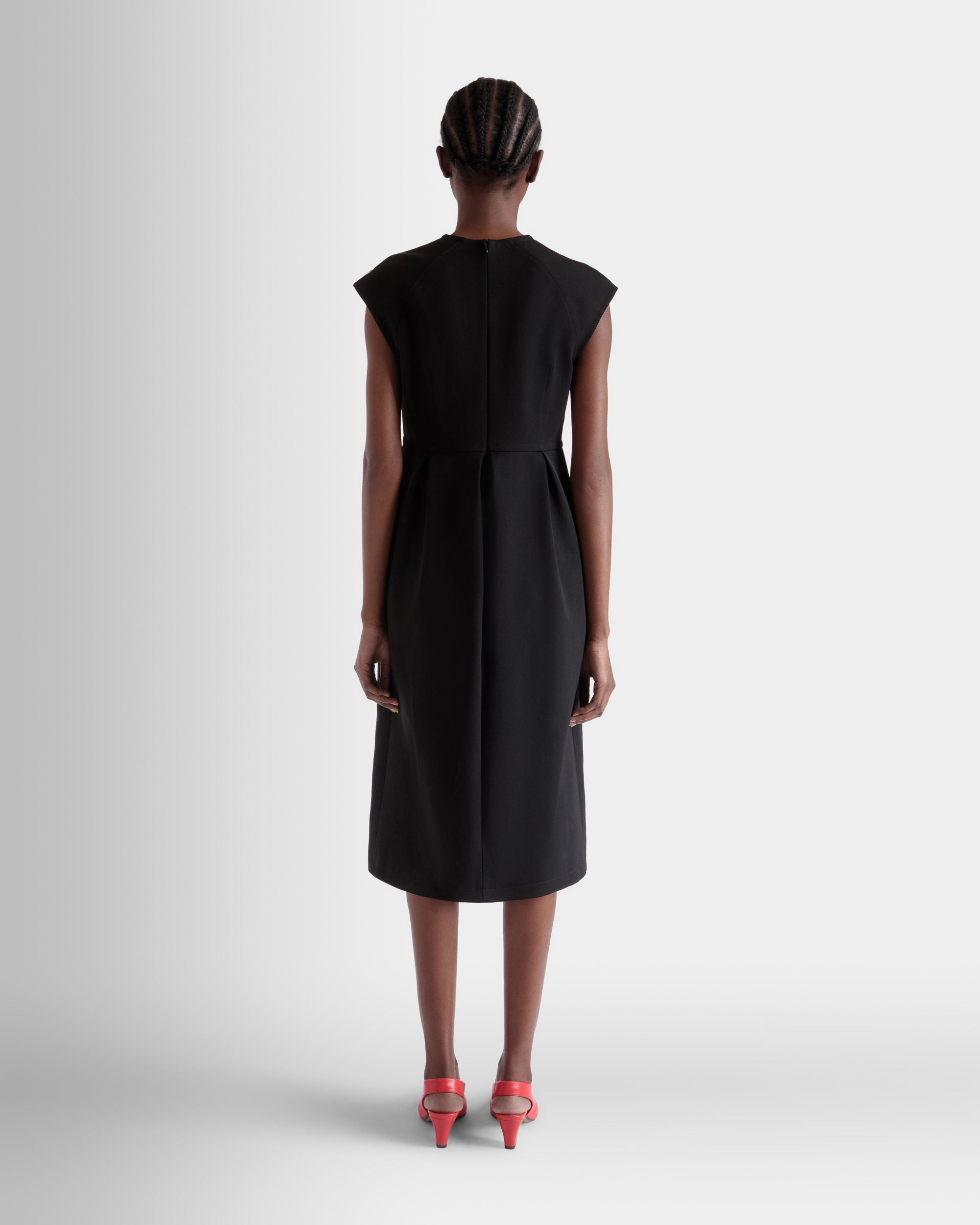Bally Global - Midi Dress in Black Nylon Gabardine - Black