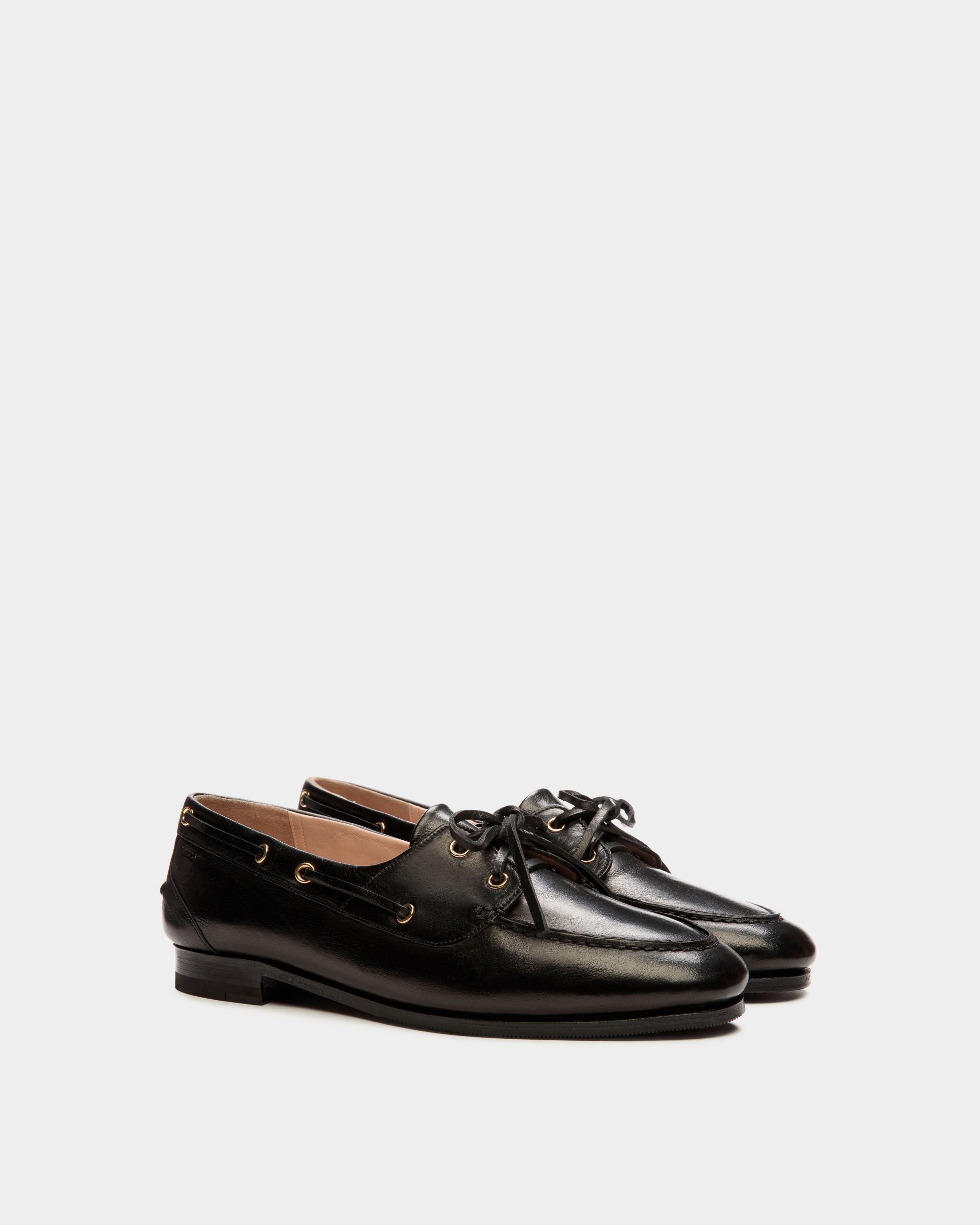 Bally Global - Mocasín Plume En Cuero Negro - Negro
