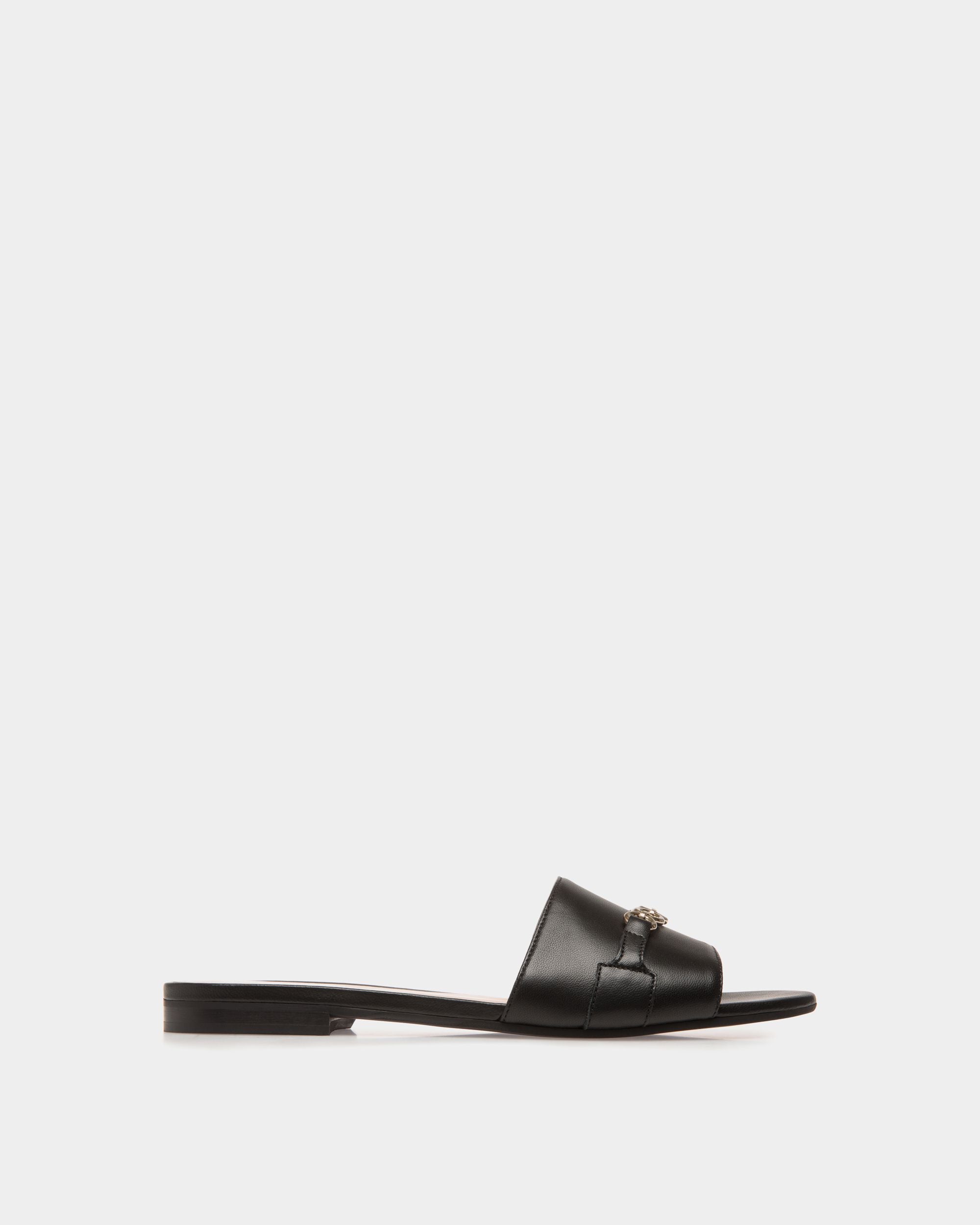 Bally Global - Sandalia Abierta De Piel Negra - Negro