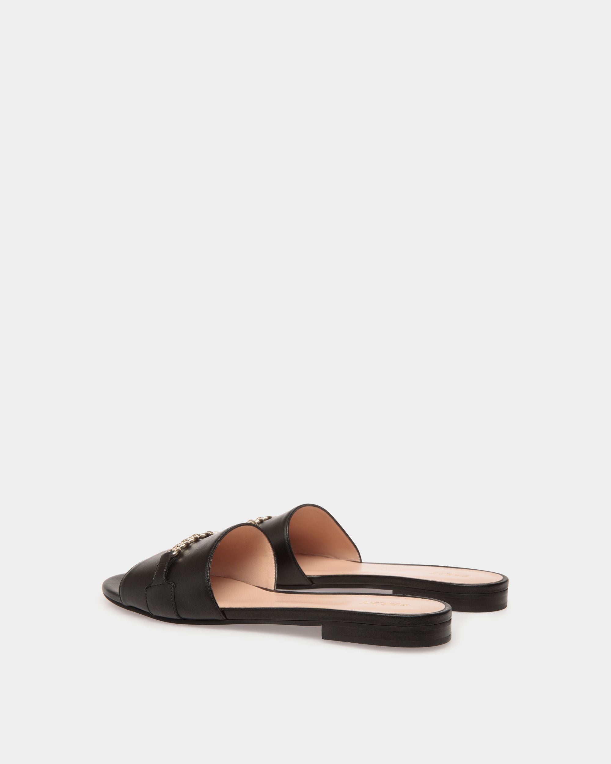Bally Global - Sandalia Abierta De Piel Negra - Negro