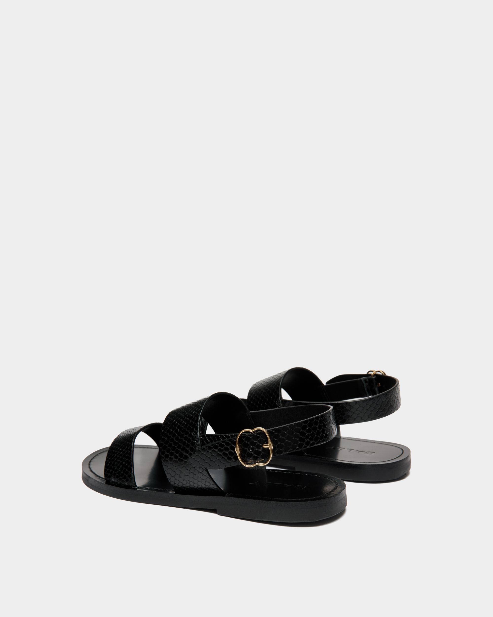 Bally Global - Sandale À Talon Plat Baudy En Cuir Imprimé Python - Noir