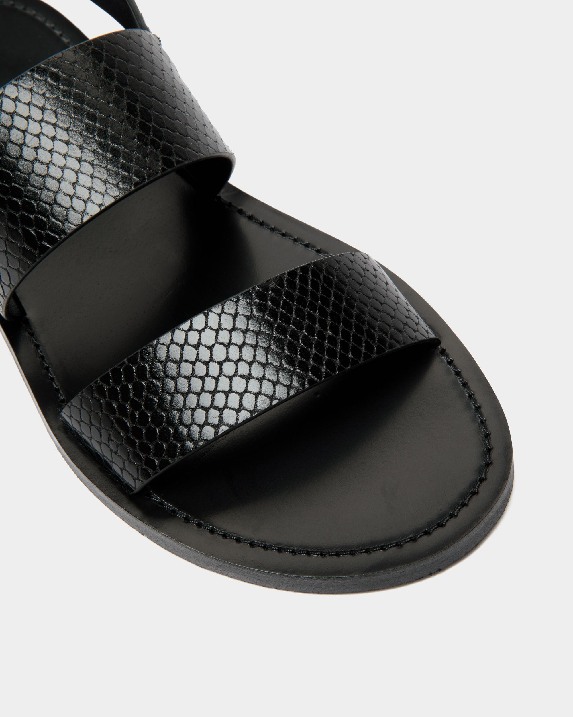 Bally Global - Sandale À Talon Plat Baudy En Cuir Imprimé Python - Noir