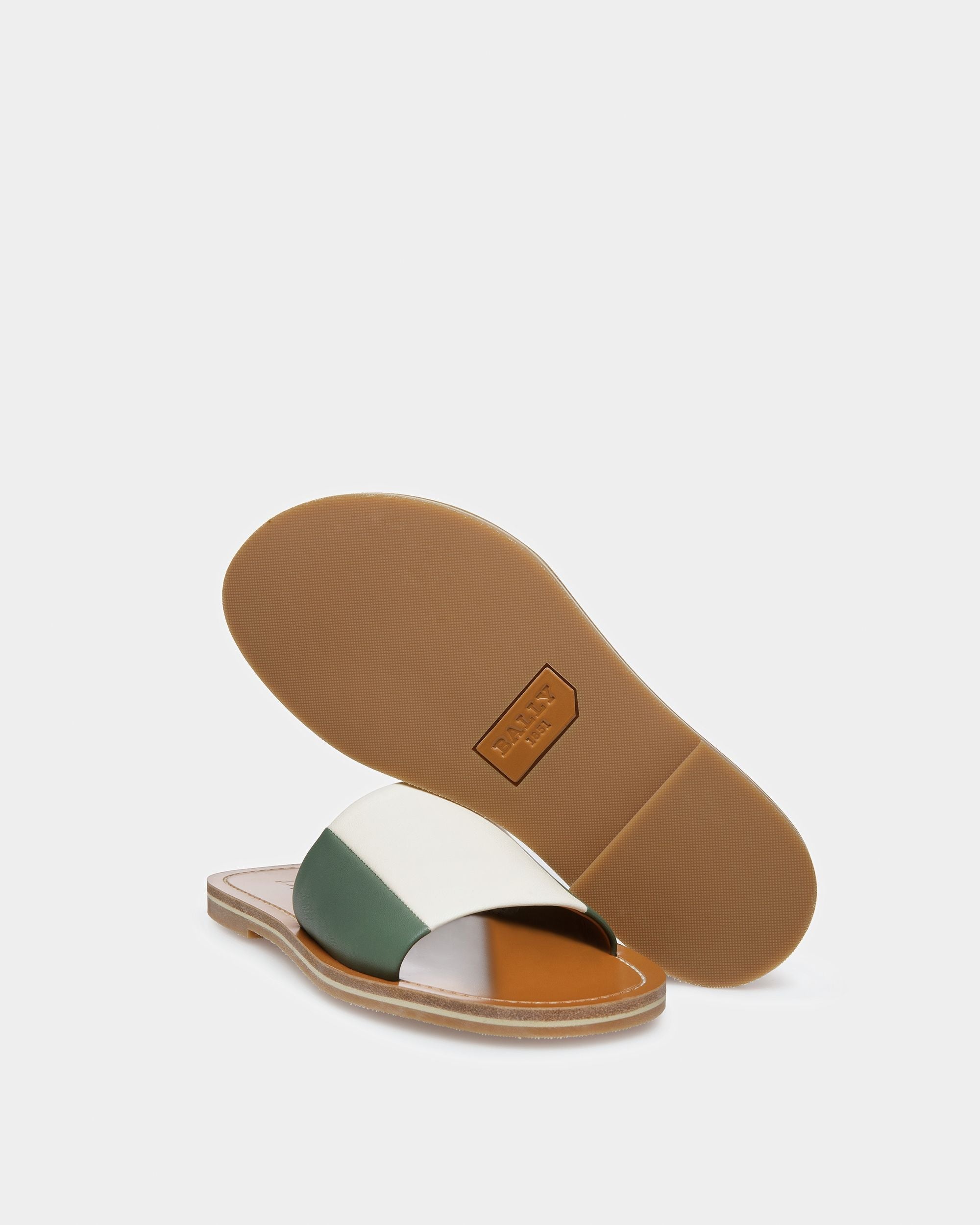 Bally Global - Bianka Sandalias De Piel En Salvia Y Color Hueso - Multicolor