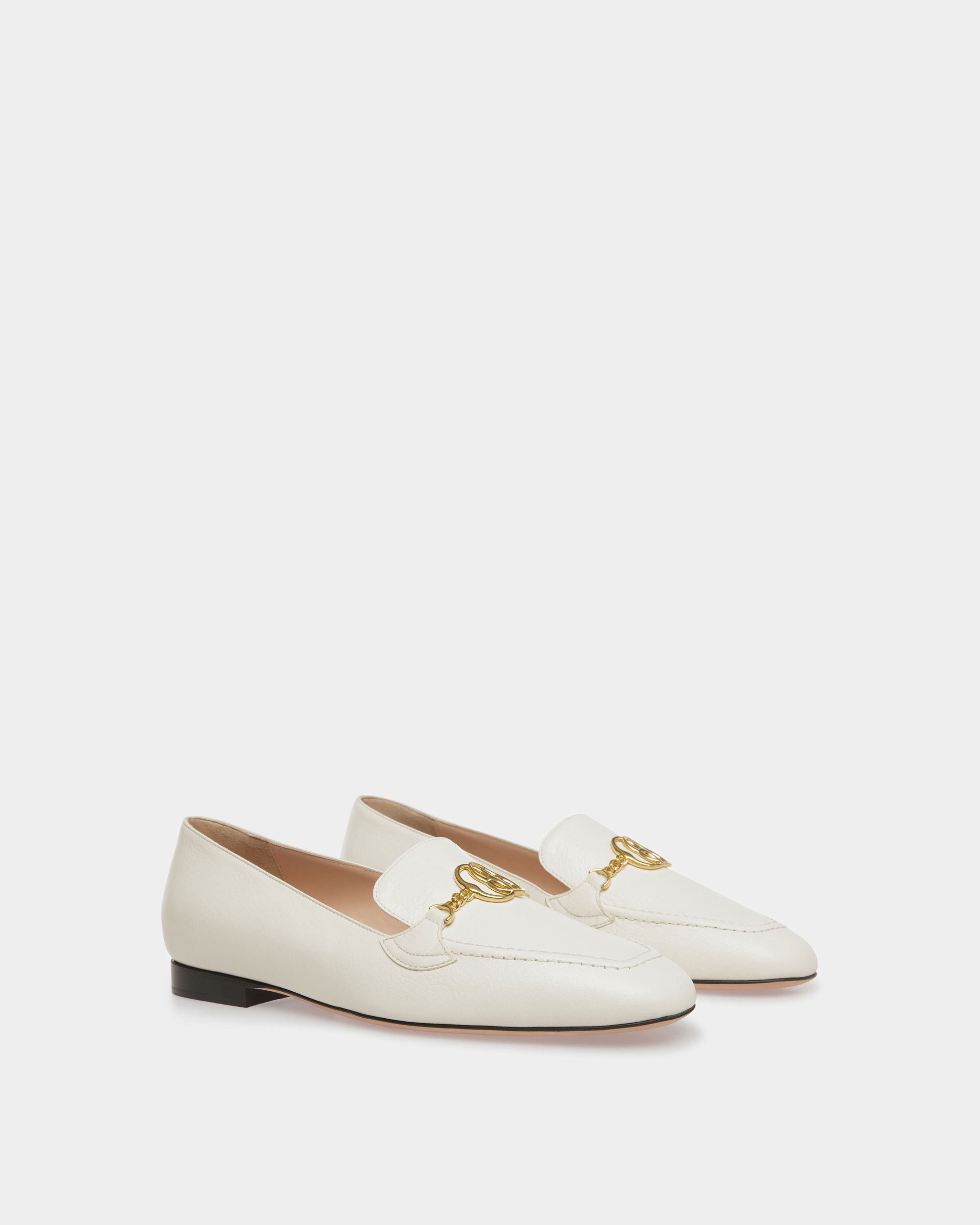 Bally Global - Mocasines Emblem De Piel Color Hueso - Blanco
