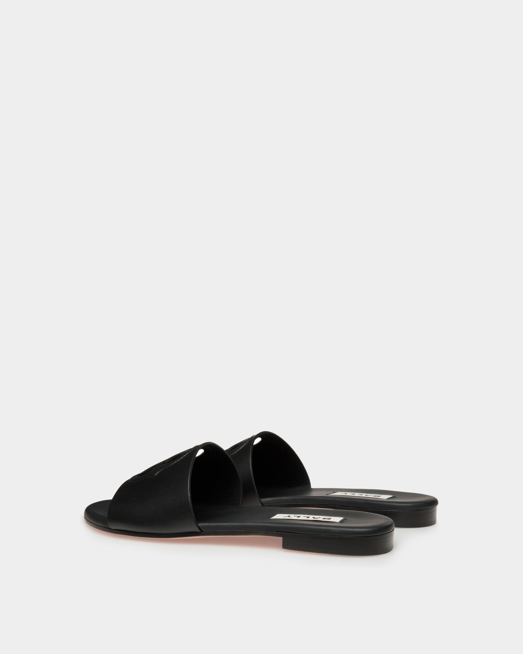 Bally Global - Emblem Slide in Black Leather - Black