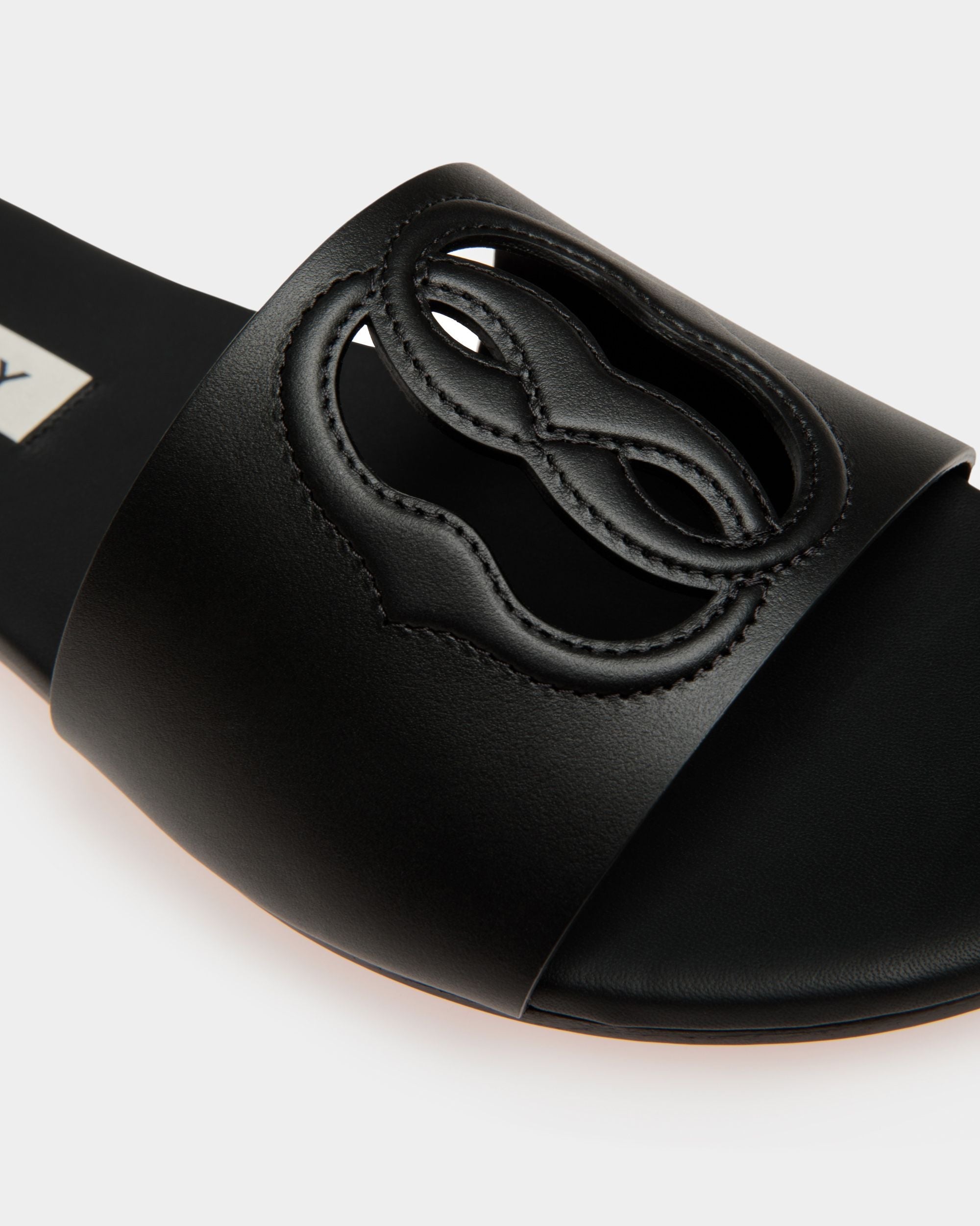 Bally Global - Emblem Slide in Black Leather - Black