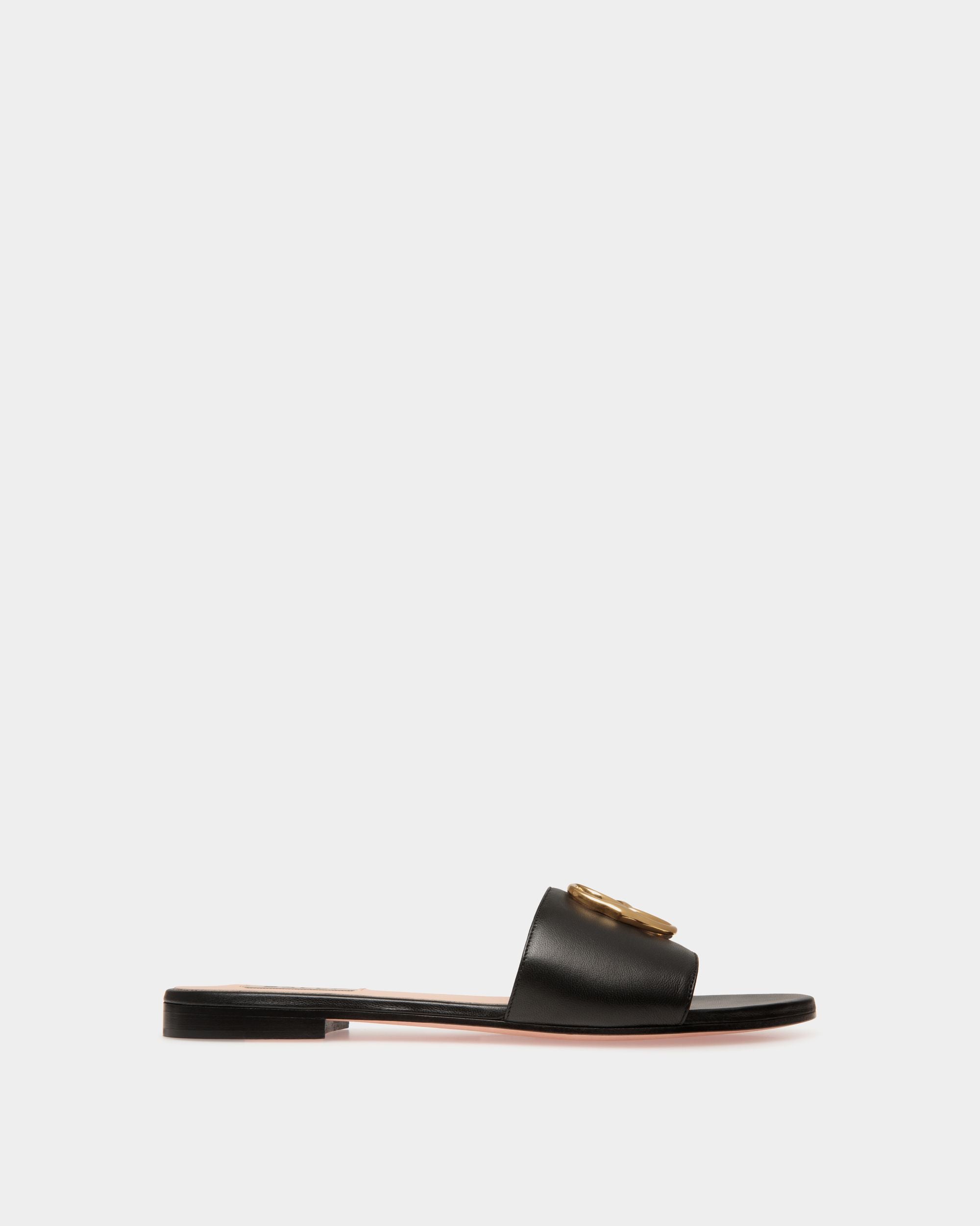 Bally Global - Mule Emblem À Talon Plat En Cuir Nappa Noir - Noir