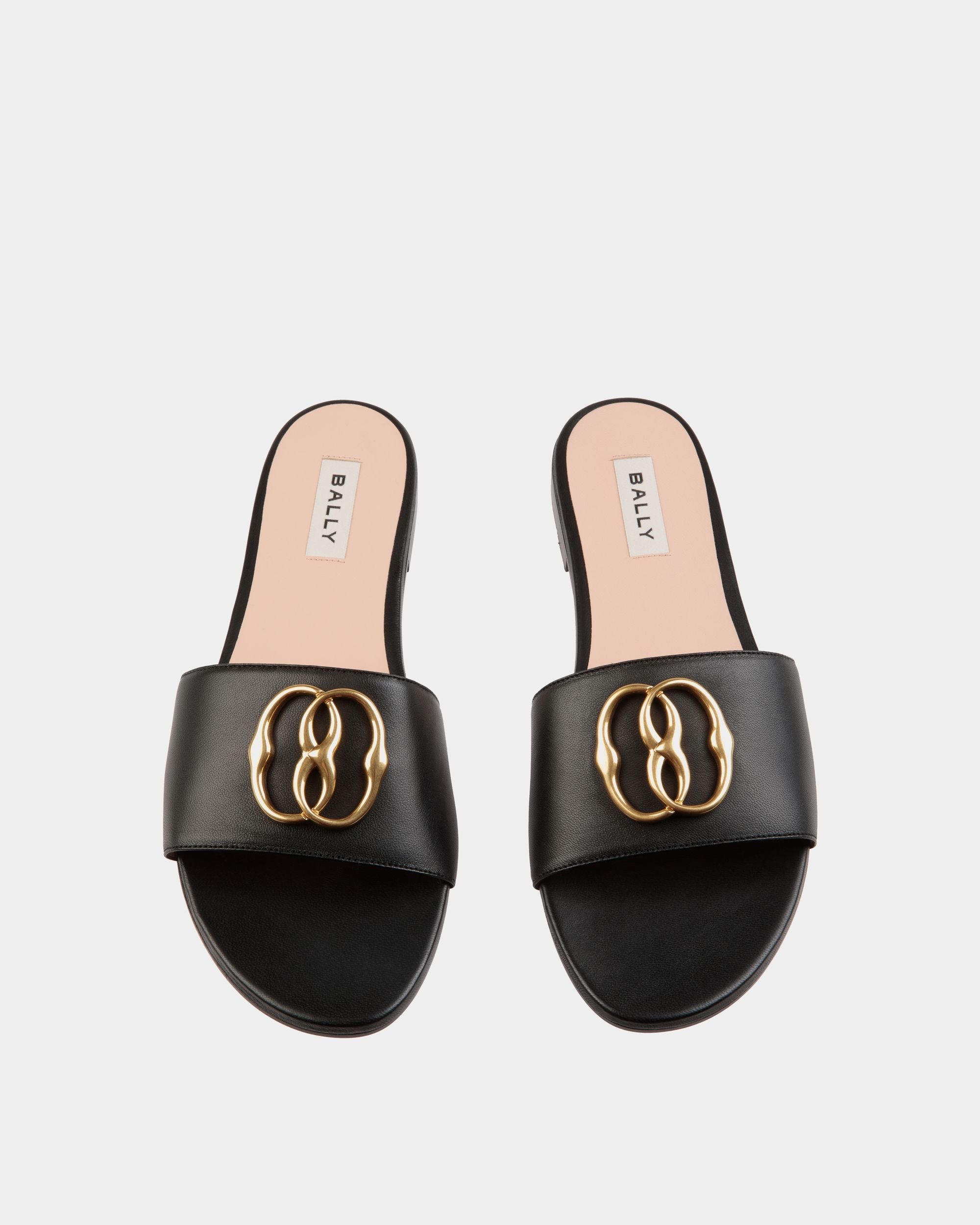 Bally Global - Mule Emblem À Talon Plat En Cuir Nappa Noir - Noir