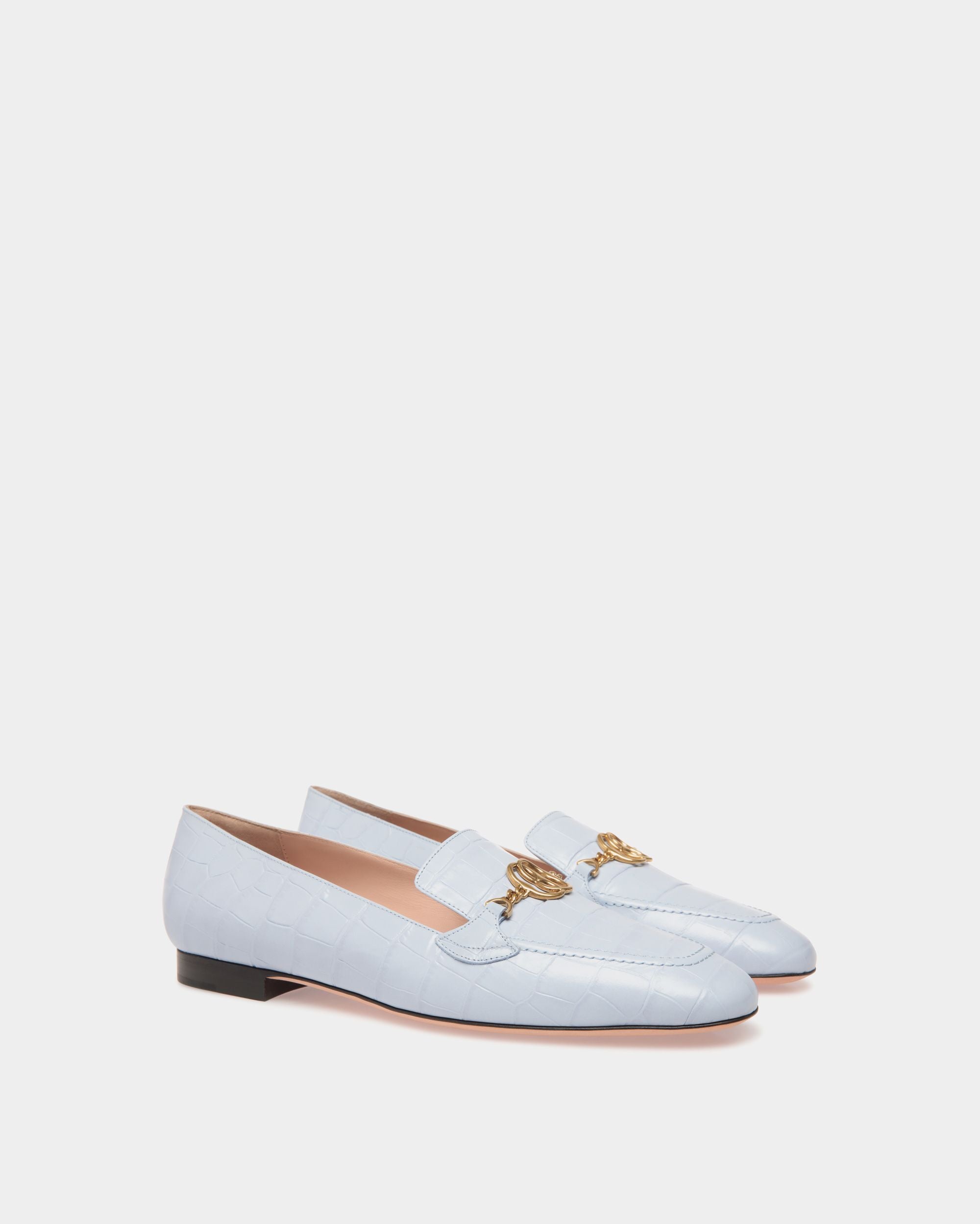 Bally Global - Daily Emblem Flats In Blue Leather - Blue