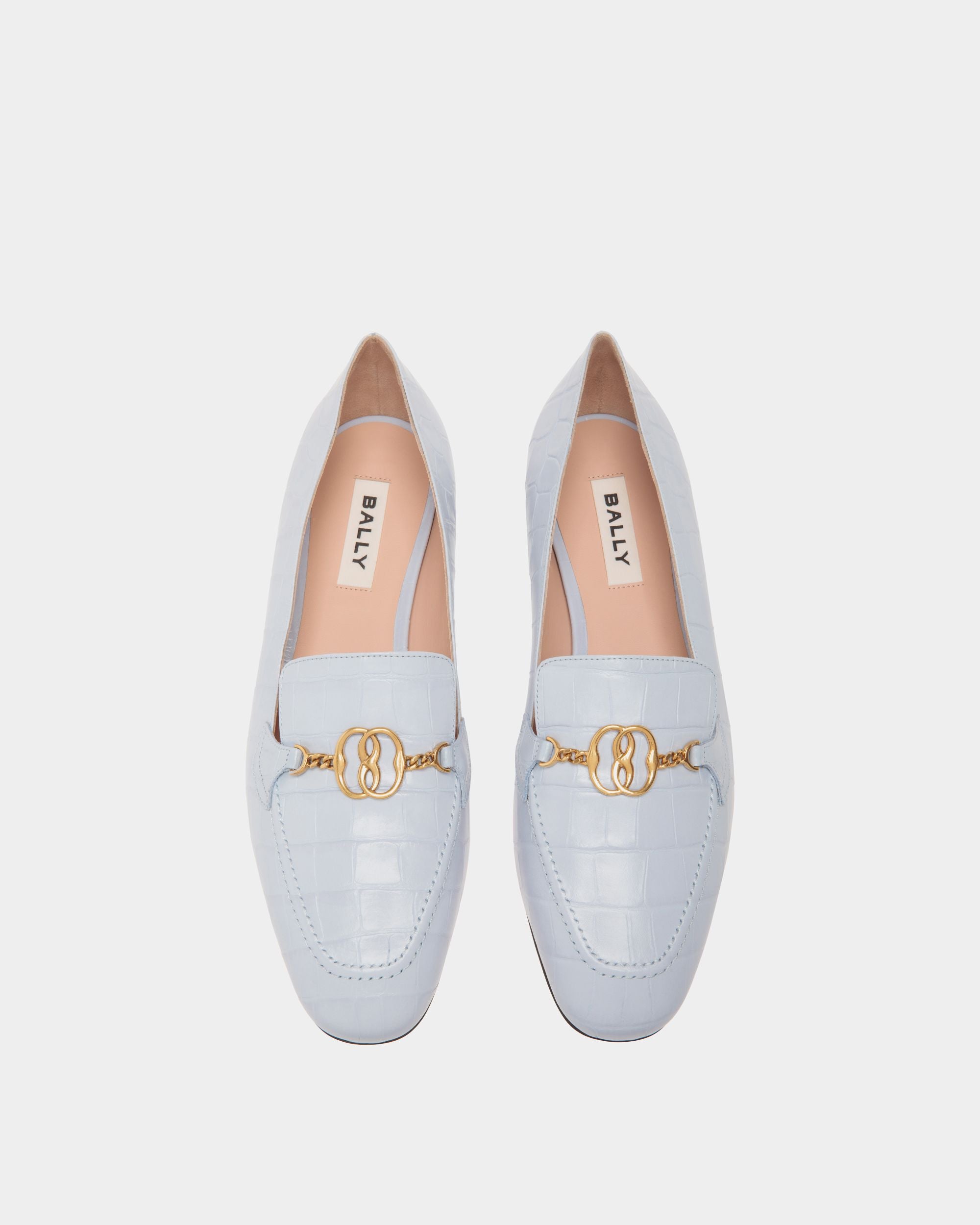 Bally Global - Daily Emblem Flats In Blue Leather - Blue