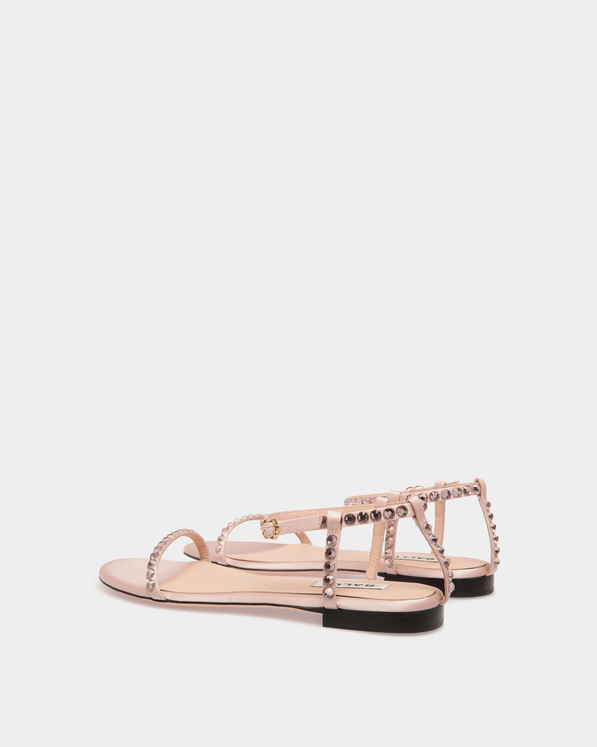 Bally Global - Katy Flat Sandal in Light Pink Fabric with Crystals - Pink