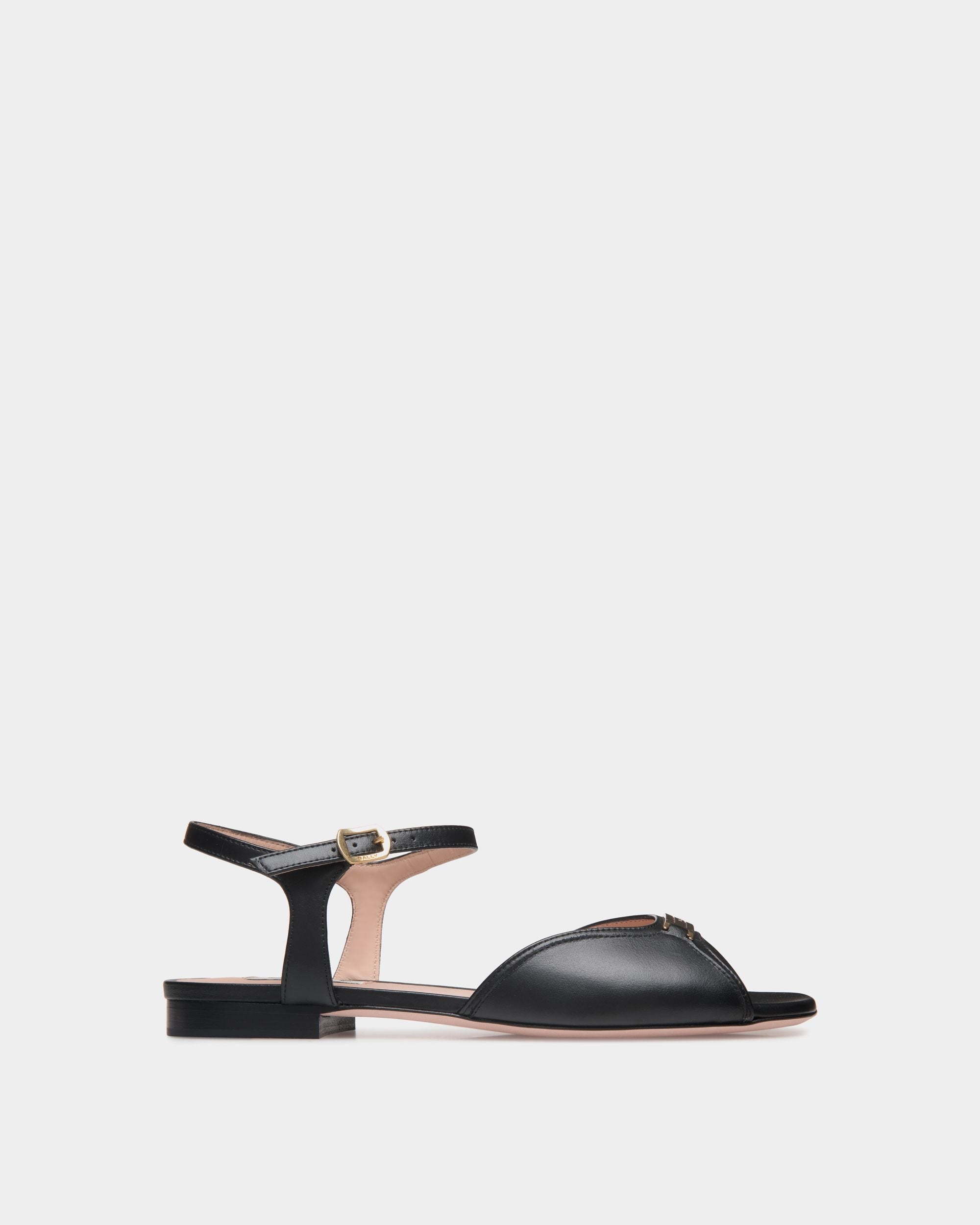 Bally Global - Deco Flat Sandal in Black Leather - Black