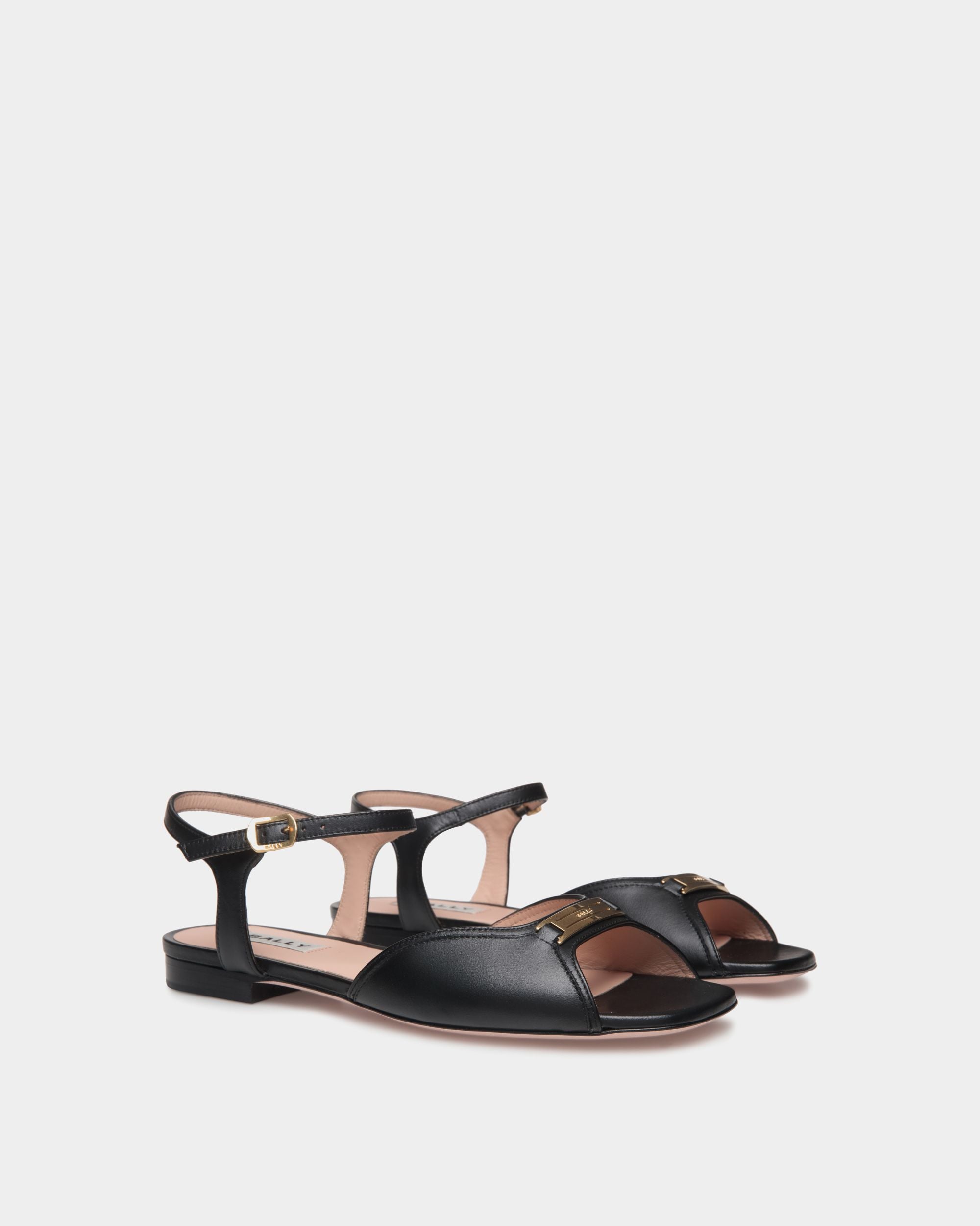 Bally Global - Deco Flat Sandal in Black Leather - Black