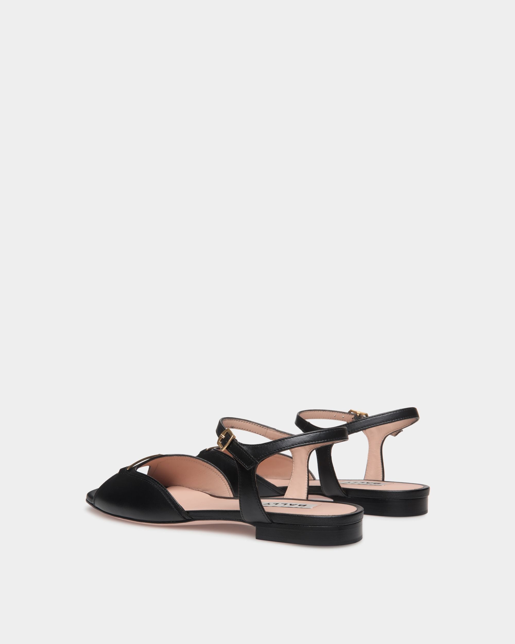 Bally Global - Deco Flat Sandal in Black Leather - Black