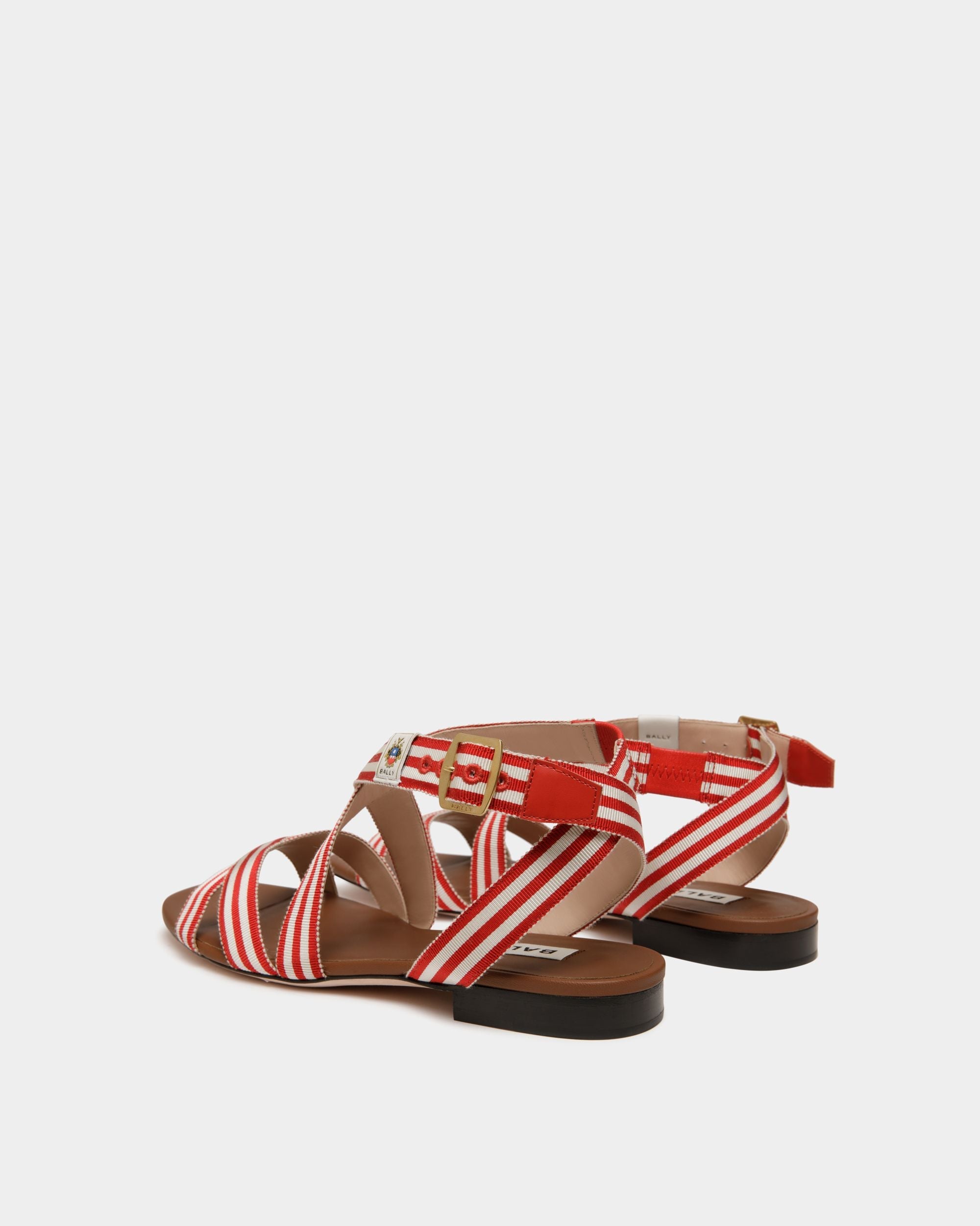 Bally Global - Sandalia Plana Sylt De Tela Roja - Rojo