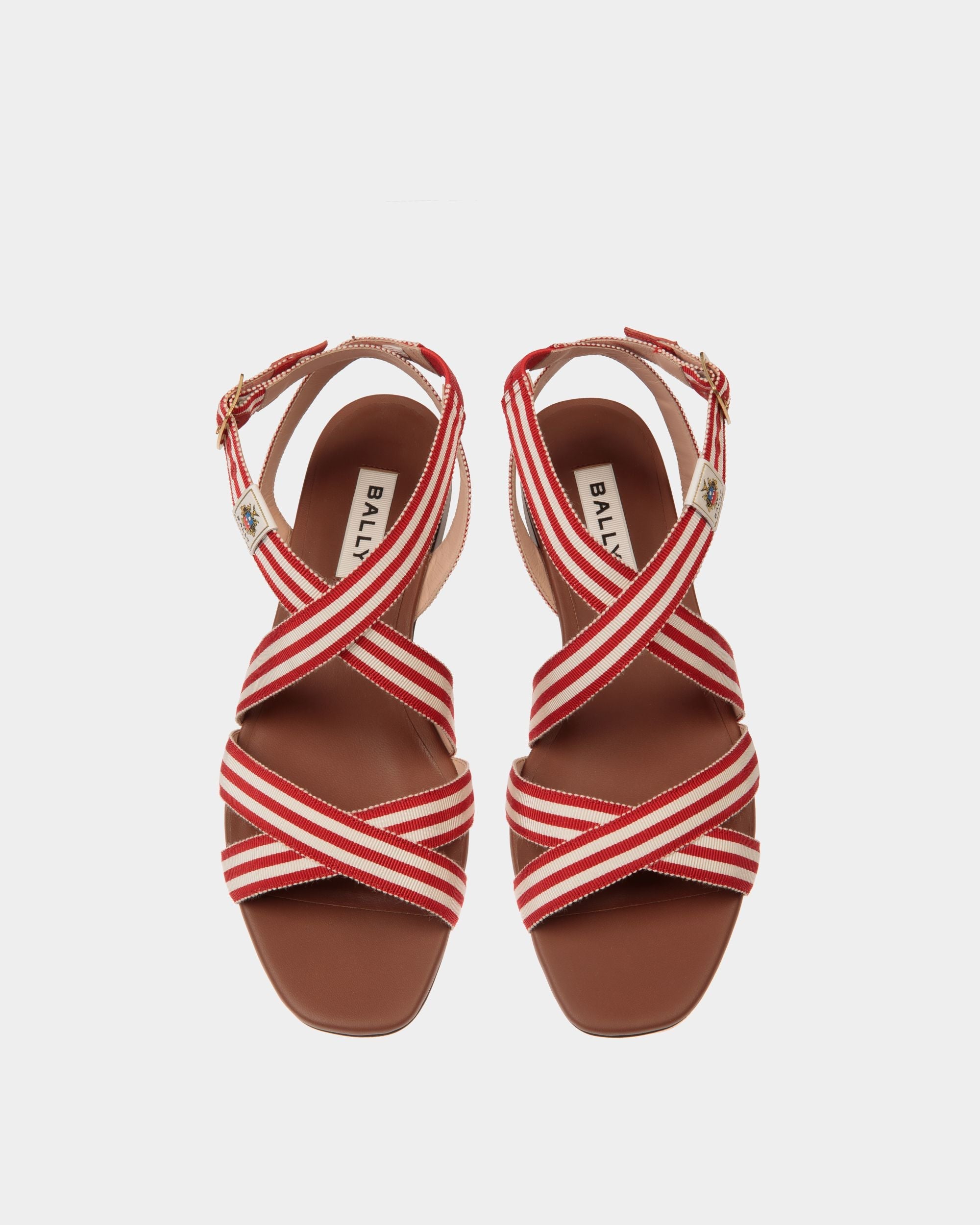 Bally Global - Sandalia Plana Sylt De Tela Roja - Rojo