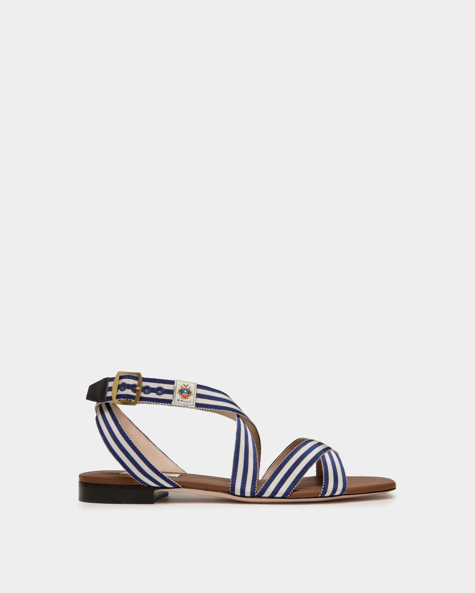 Bally Global - Sandalia Plana Sylt De Tela Navy Blue - Azul
