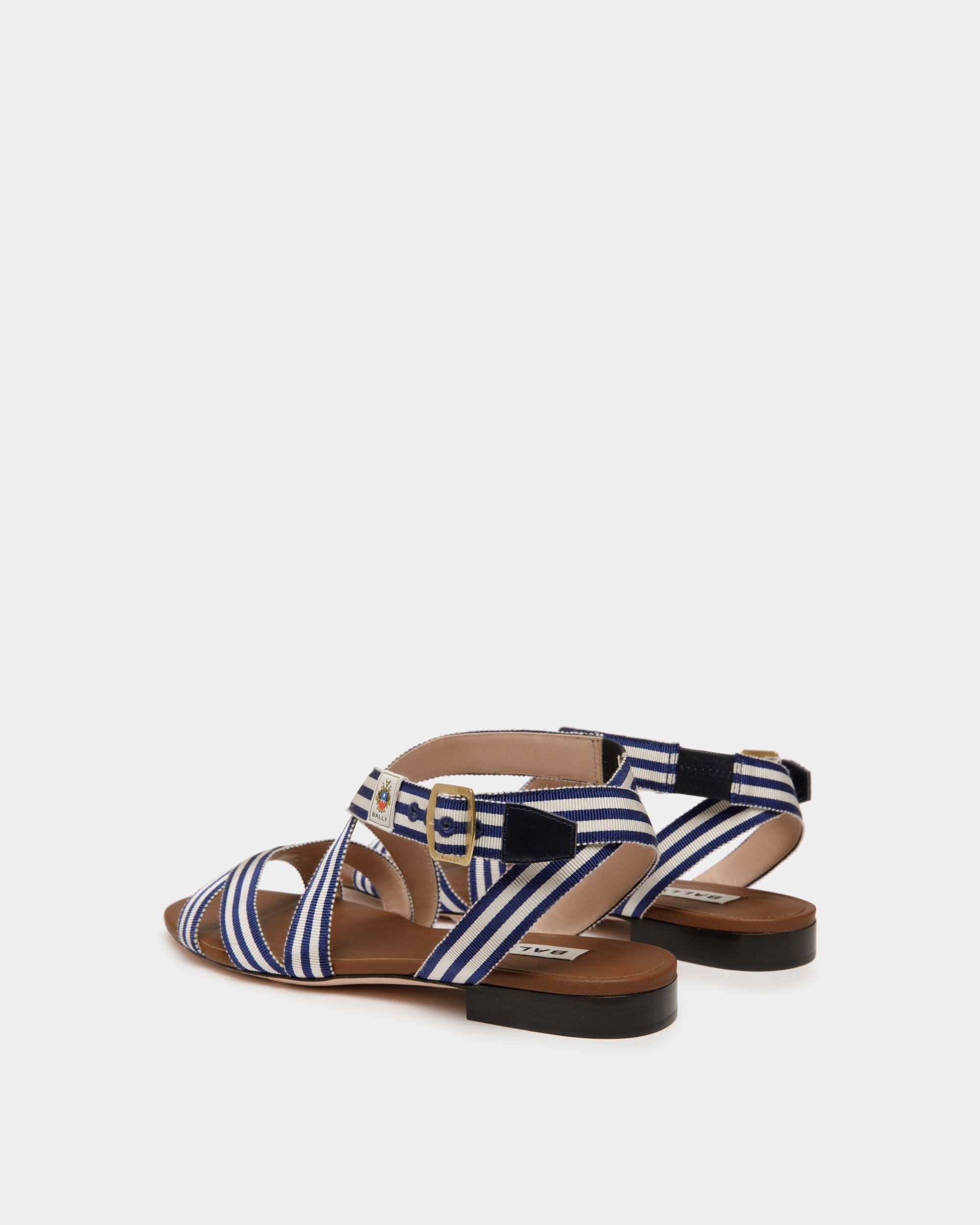 Bally Global - Sandalia Plana Sylt De Tela Navy Blue - Azul