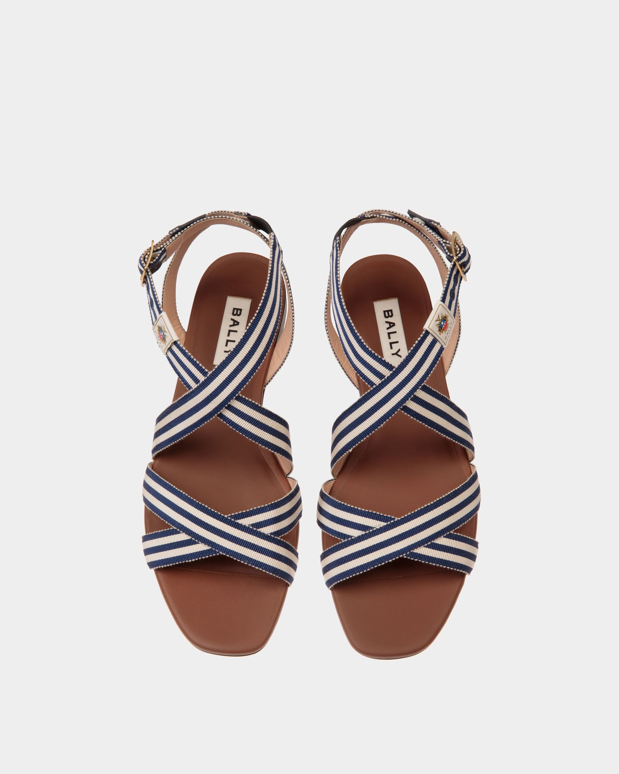 Bally Global - Sandalia Plana Sylt De Tela Navy Blue - Azul