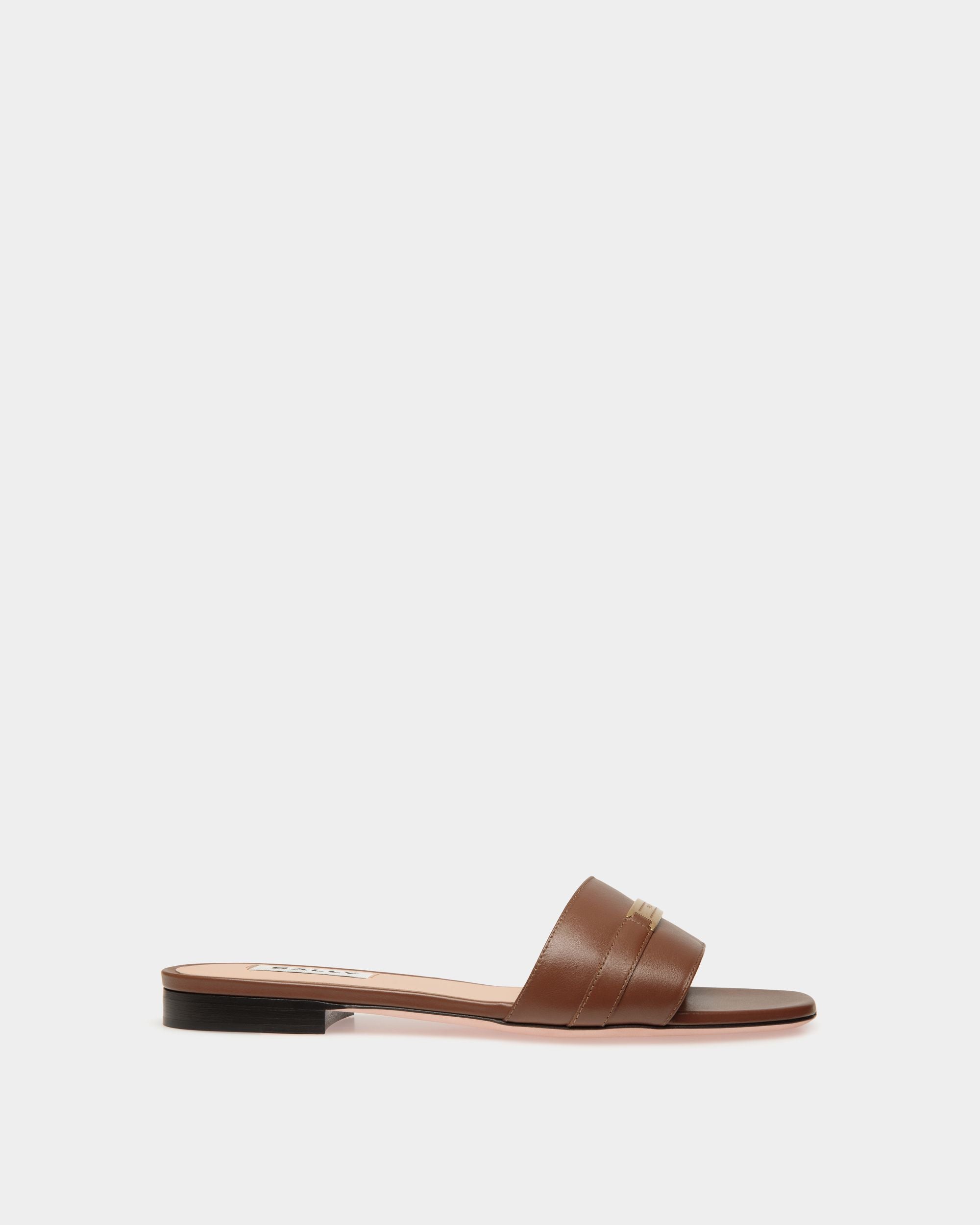 Bally Global - Sandalia Plana Deco De Piel Marrón - Marrón