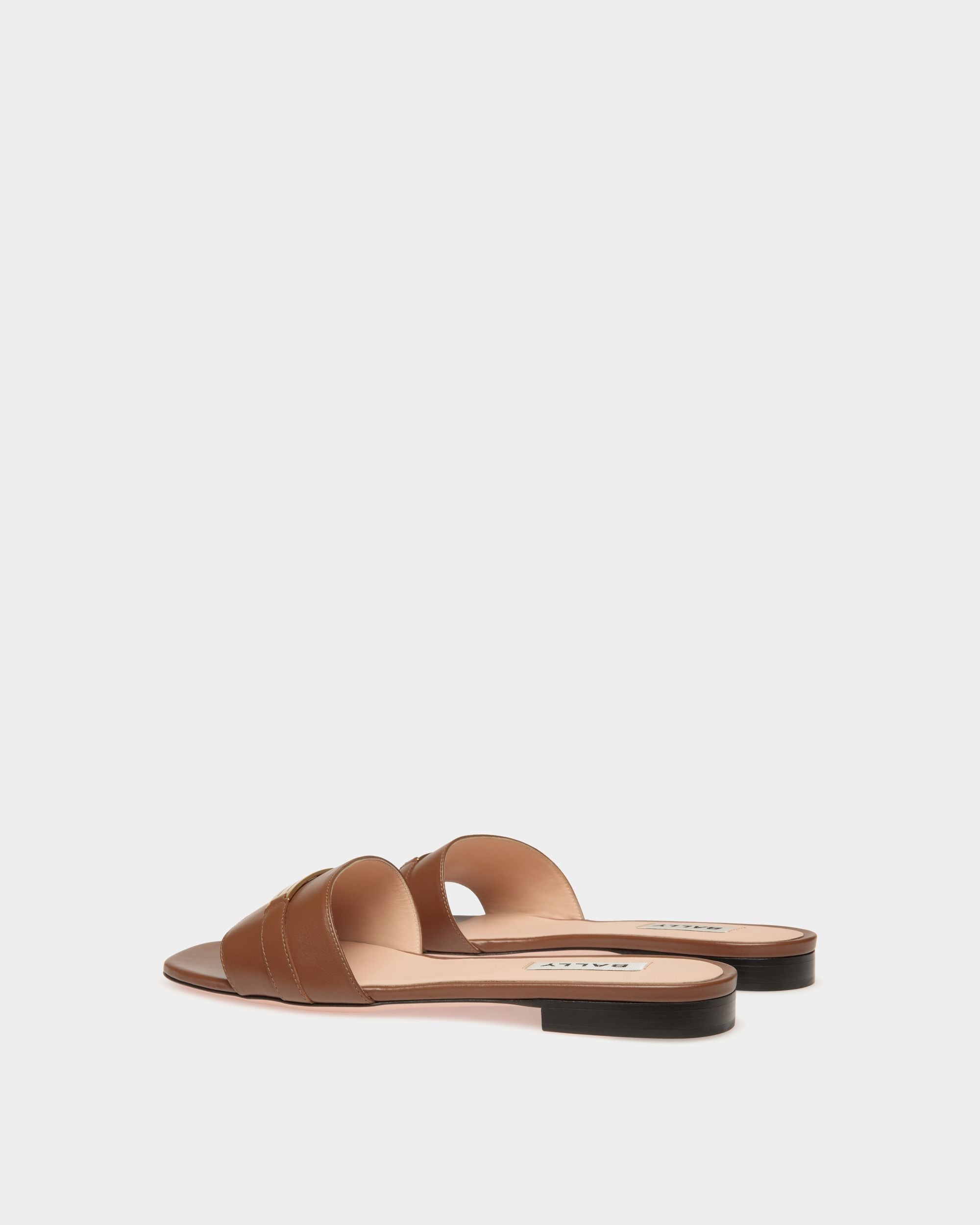 Bally Global - Sandalia Plana Deco De Piel Marrón - Marrón