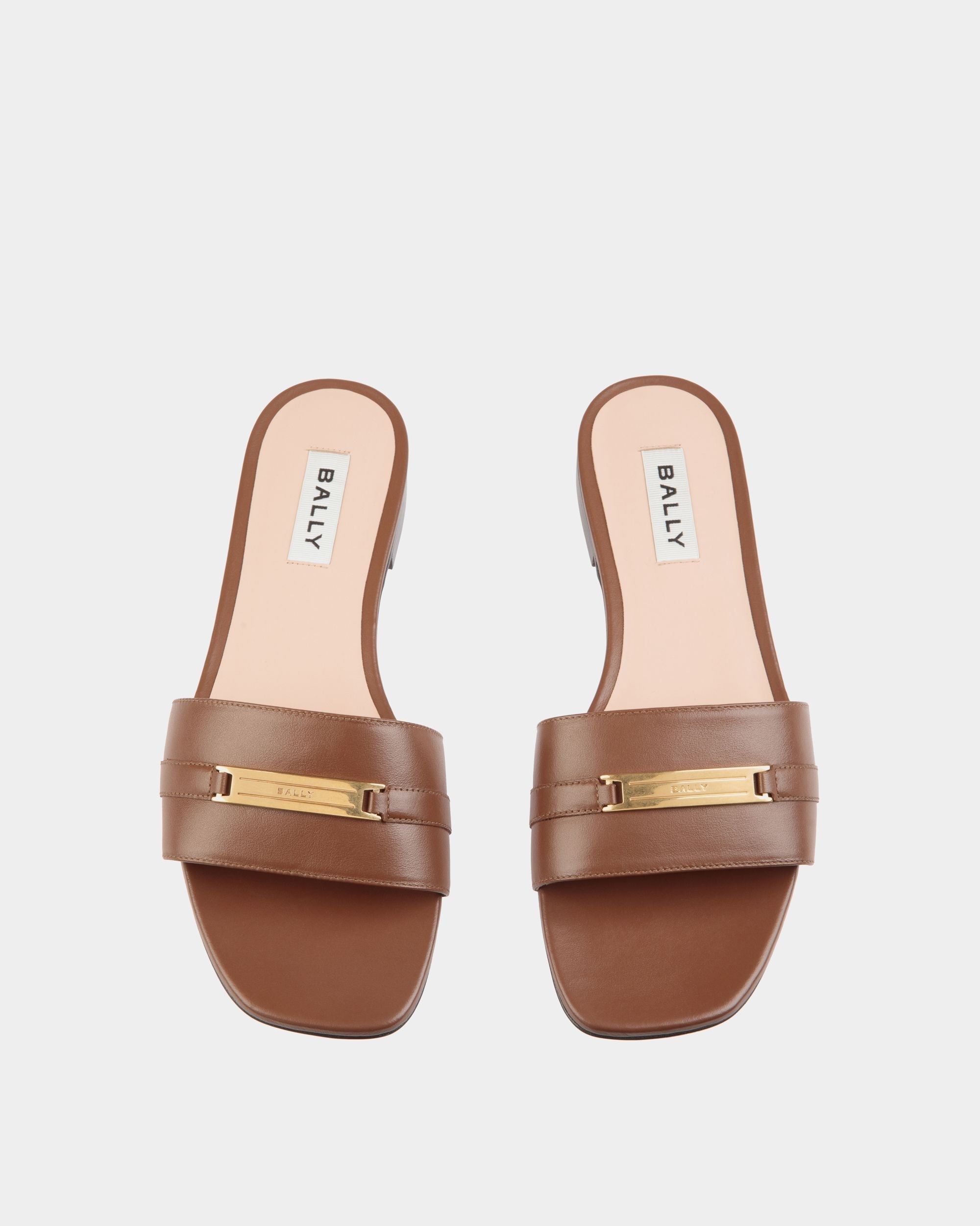 Bally Global - Sandalia Plana Deco De Piel Marrón - Marrón