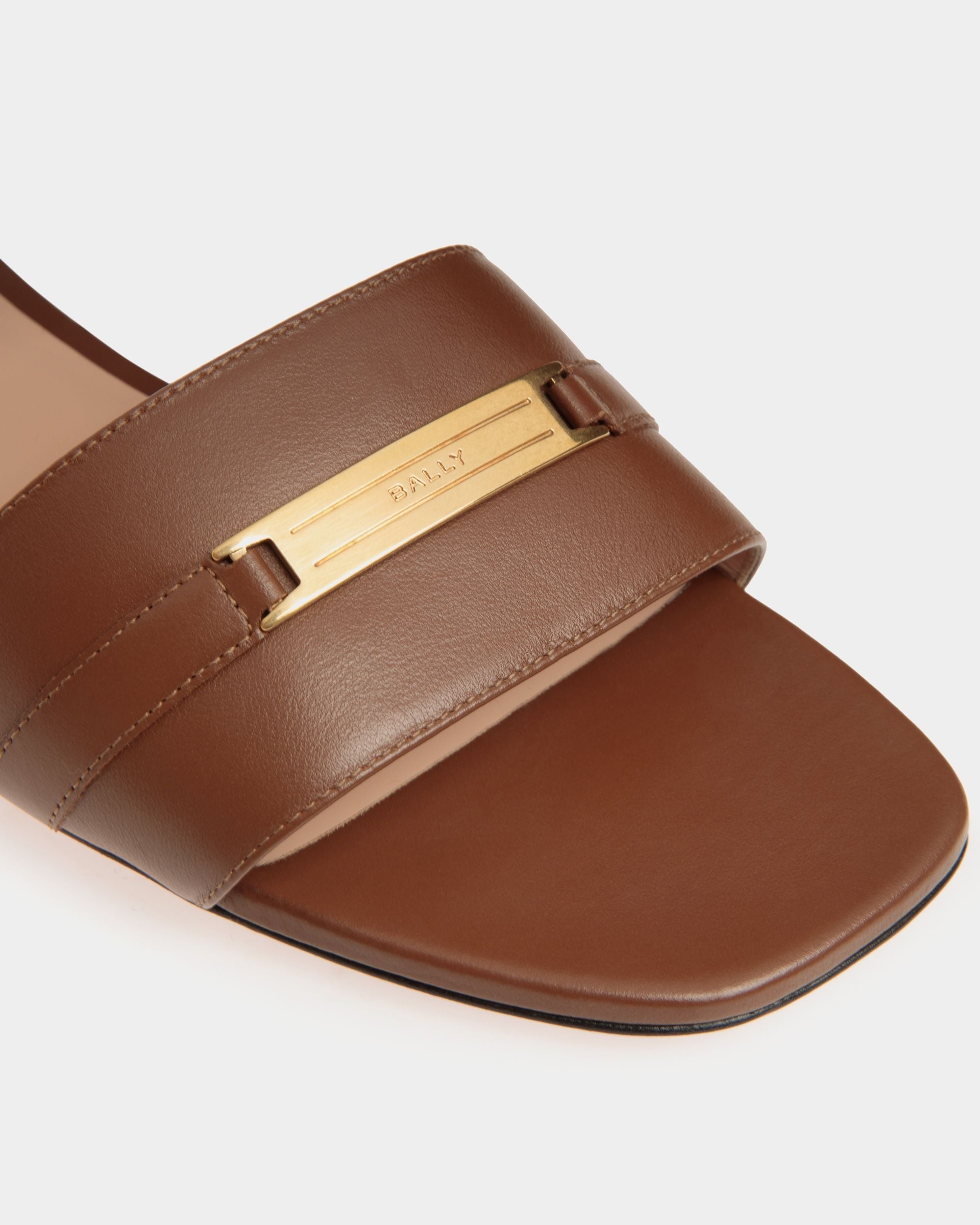 Bally Global - Sandalia Plana Deco De Piel Marrón - Marrón