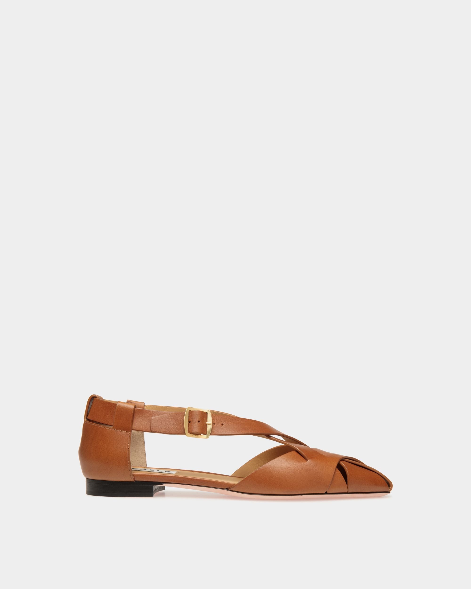 Bally Global - Sylt Flat in Brown Brushed Leather - Brown