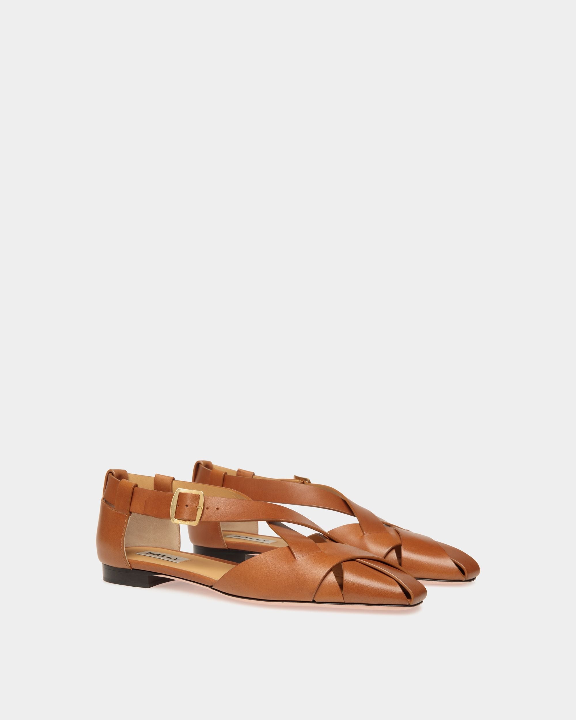 Bally Global - Sylt Flat in Brown Brushed Leather - Brown