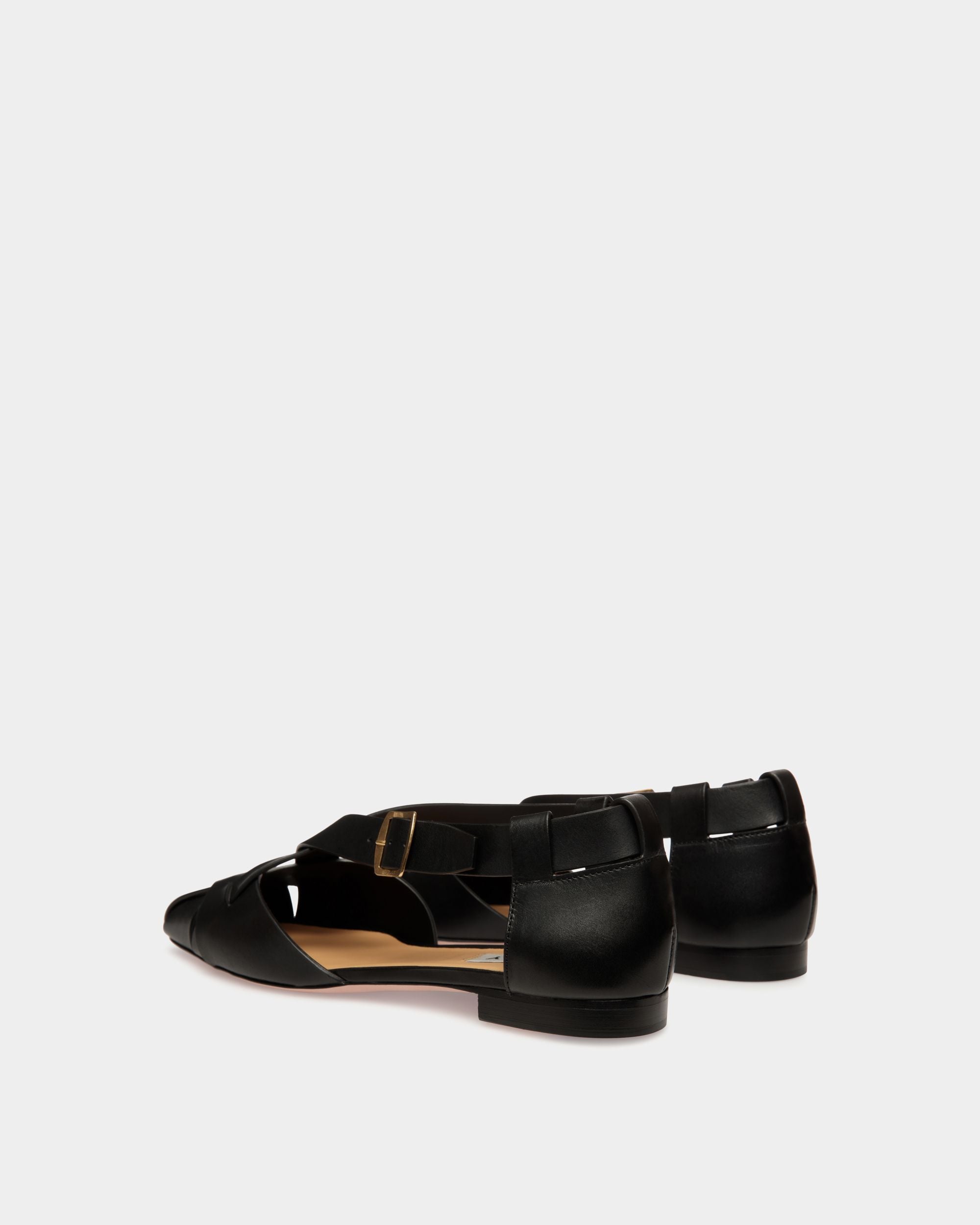 Bally Global - Sylt Flat in Black Brushed Leather - Black