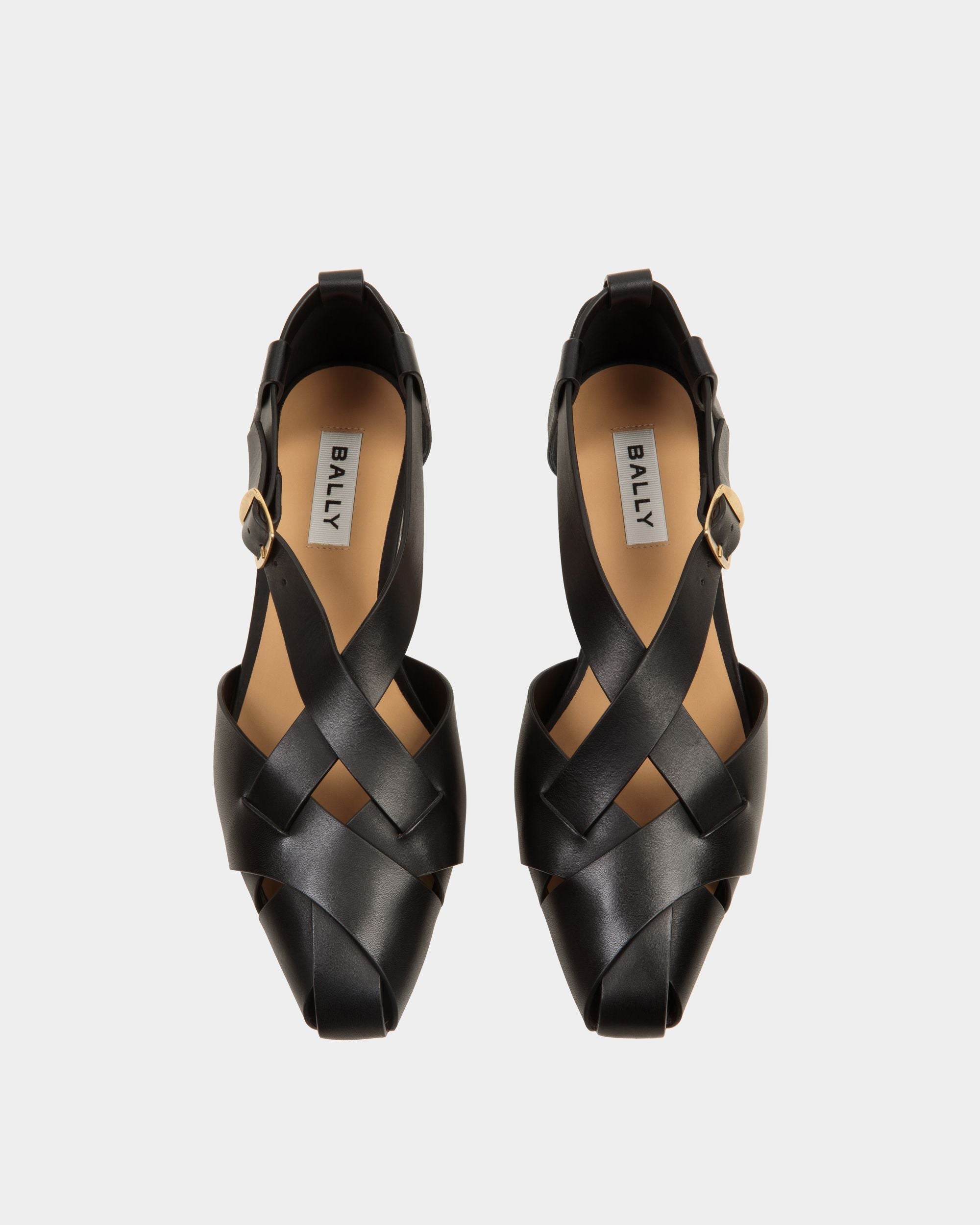 Bally Global - Sylt Flat in Black Brushed Leather - Black