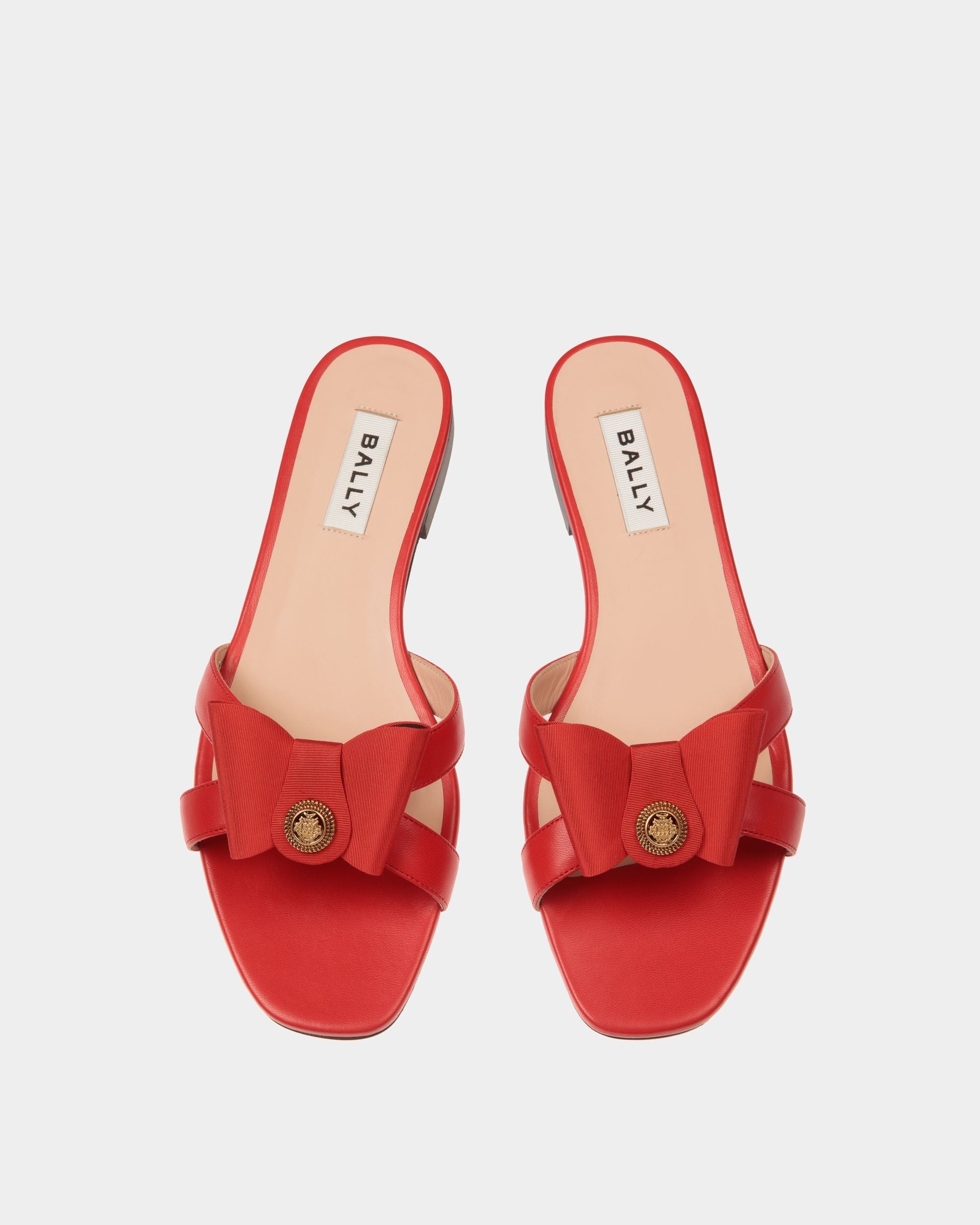 Bally Global - Sandalia Plana B-Bow De Piel Roja - Rojo
