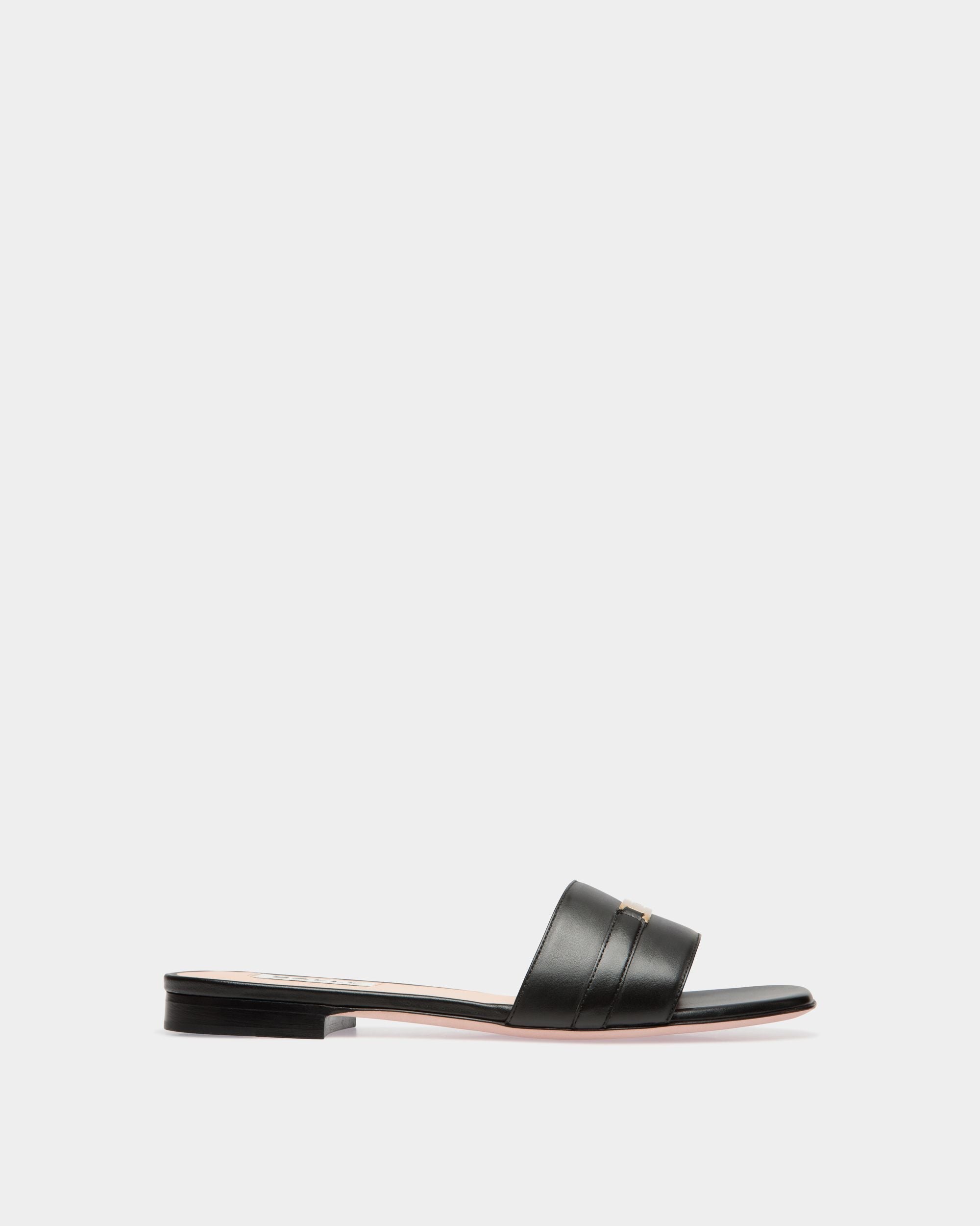 Bally Global - Deco Flat Sandal in Black Leather - Black