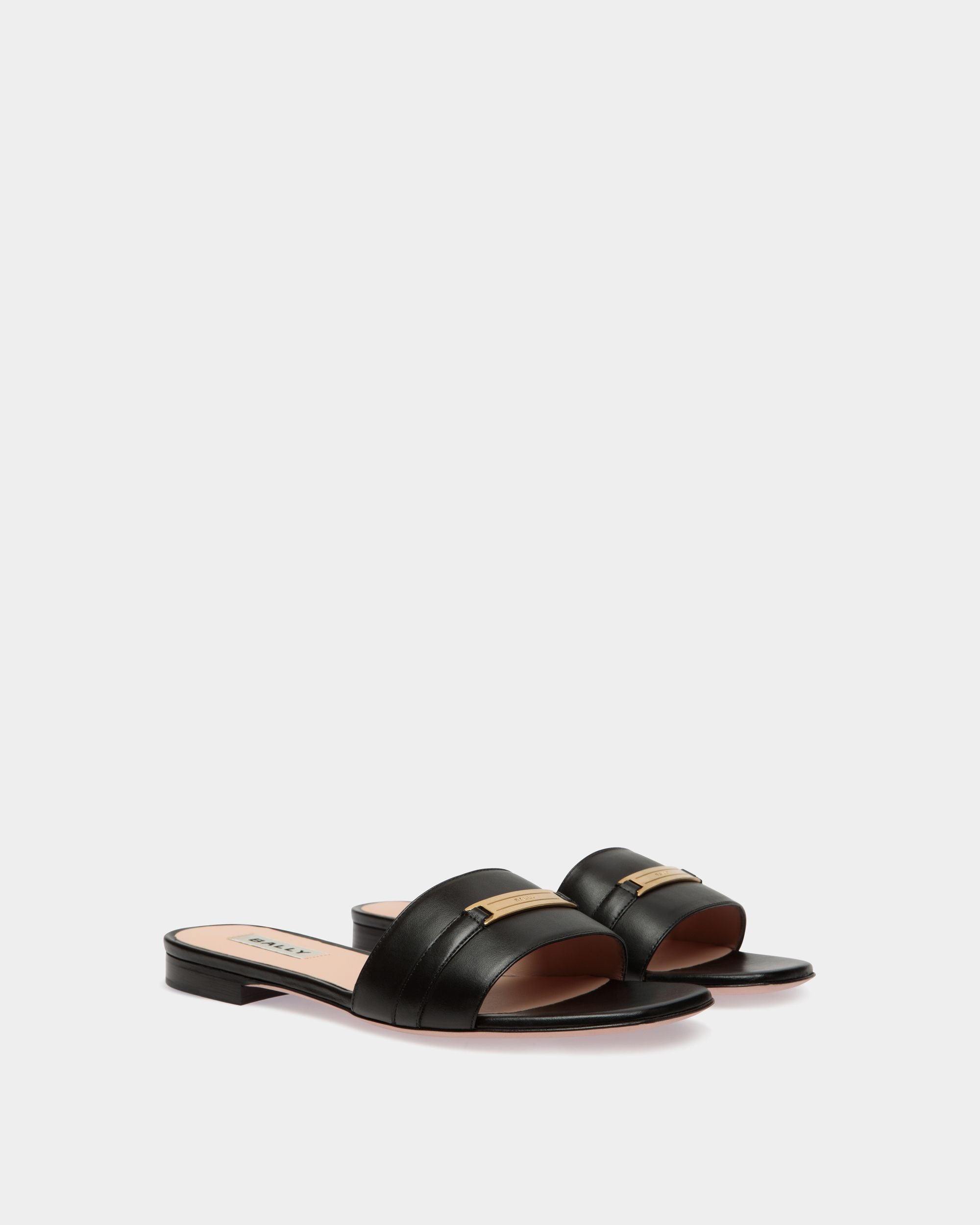 Bally Global - Deco Flat Sandal in Black Leather - Black