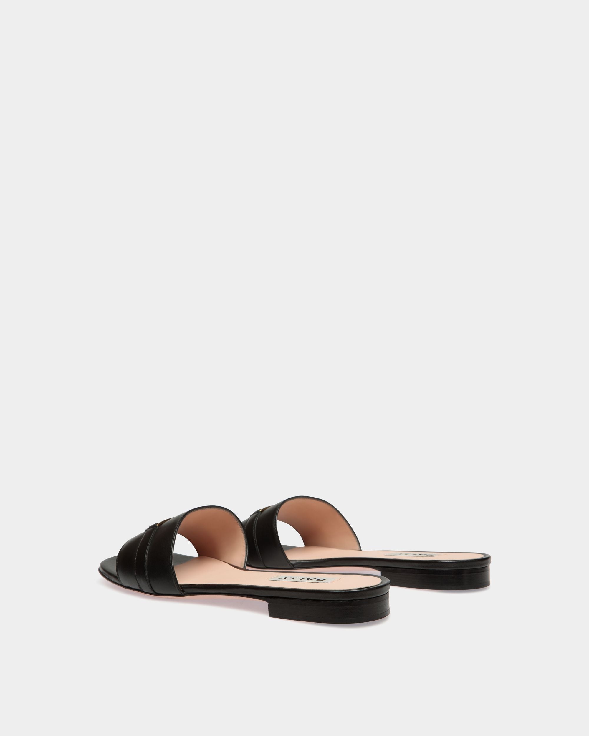 Bally Global - Deco Flat Sandal in Black Leather - Black