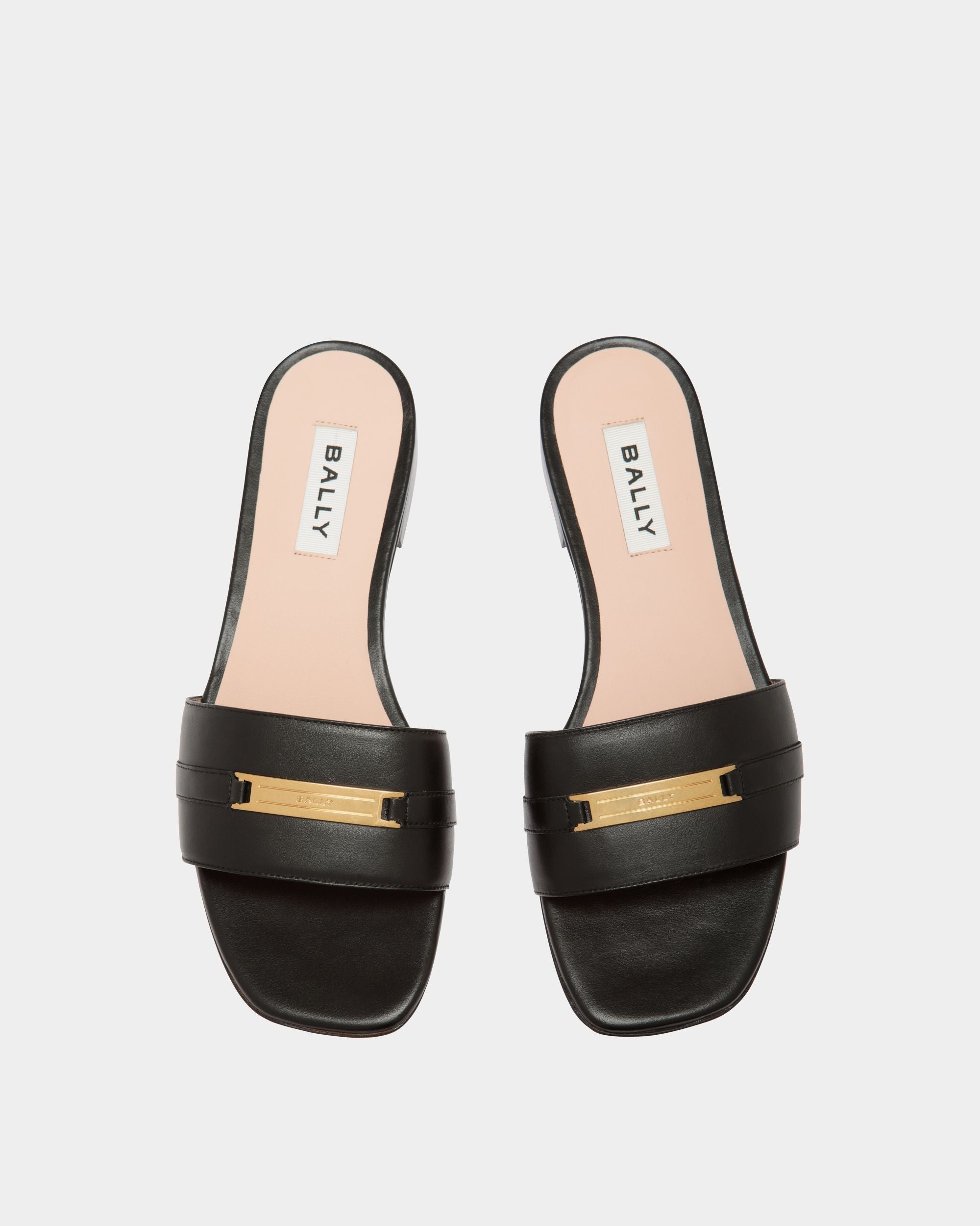 Bally Global - Deco Flat Sandal in Black Leather - Black