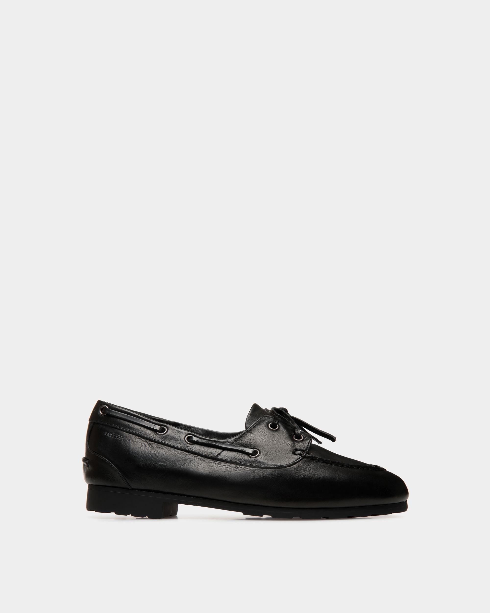 Bally Global - Mocassin Plume En Cuir Noir - Noir