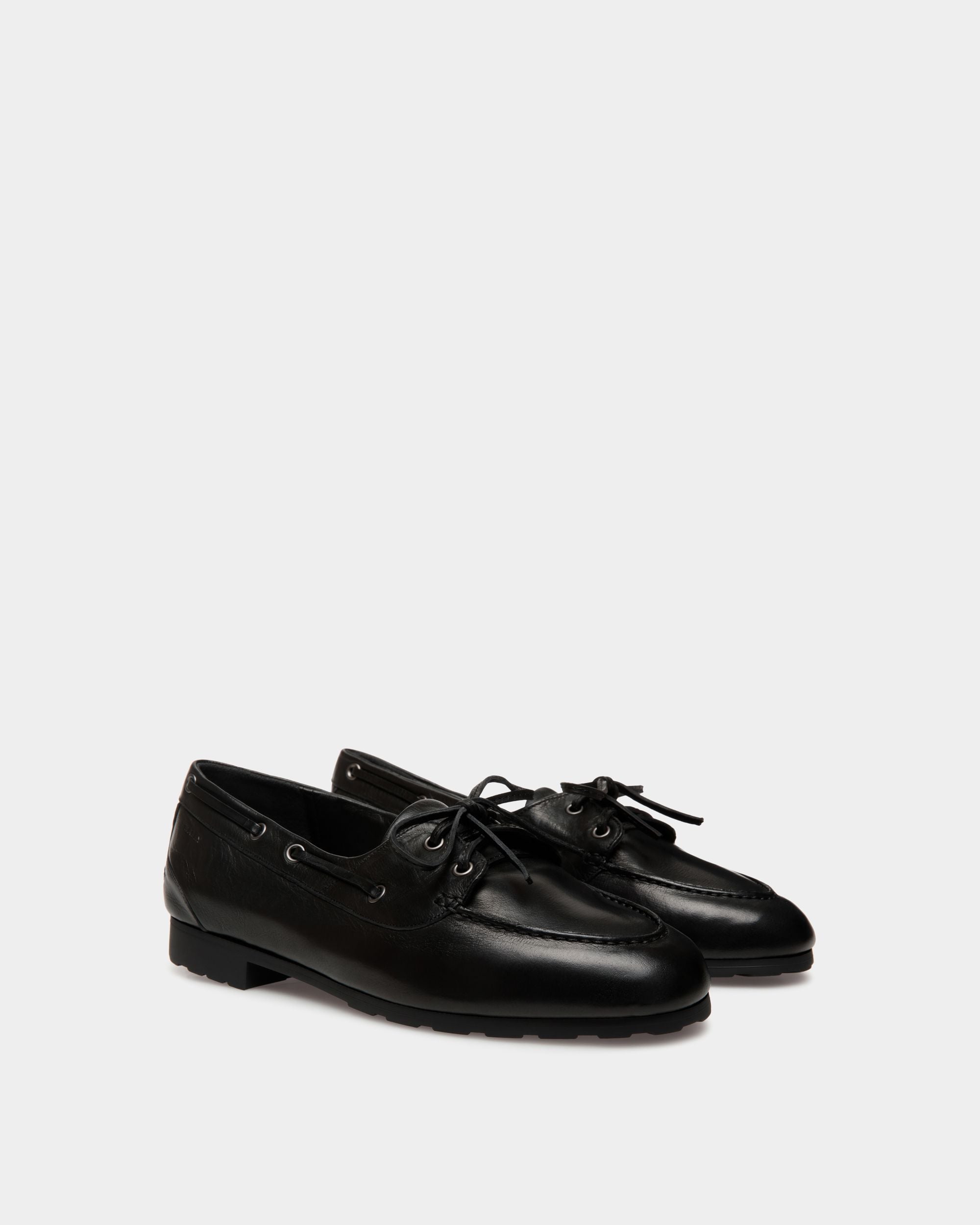 Bally Global - Mocassin Plume En Cuir Noir - Noir
