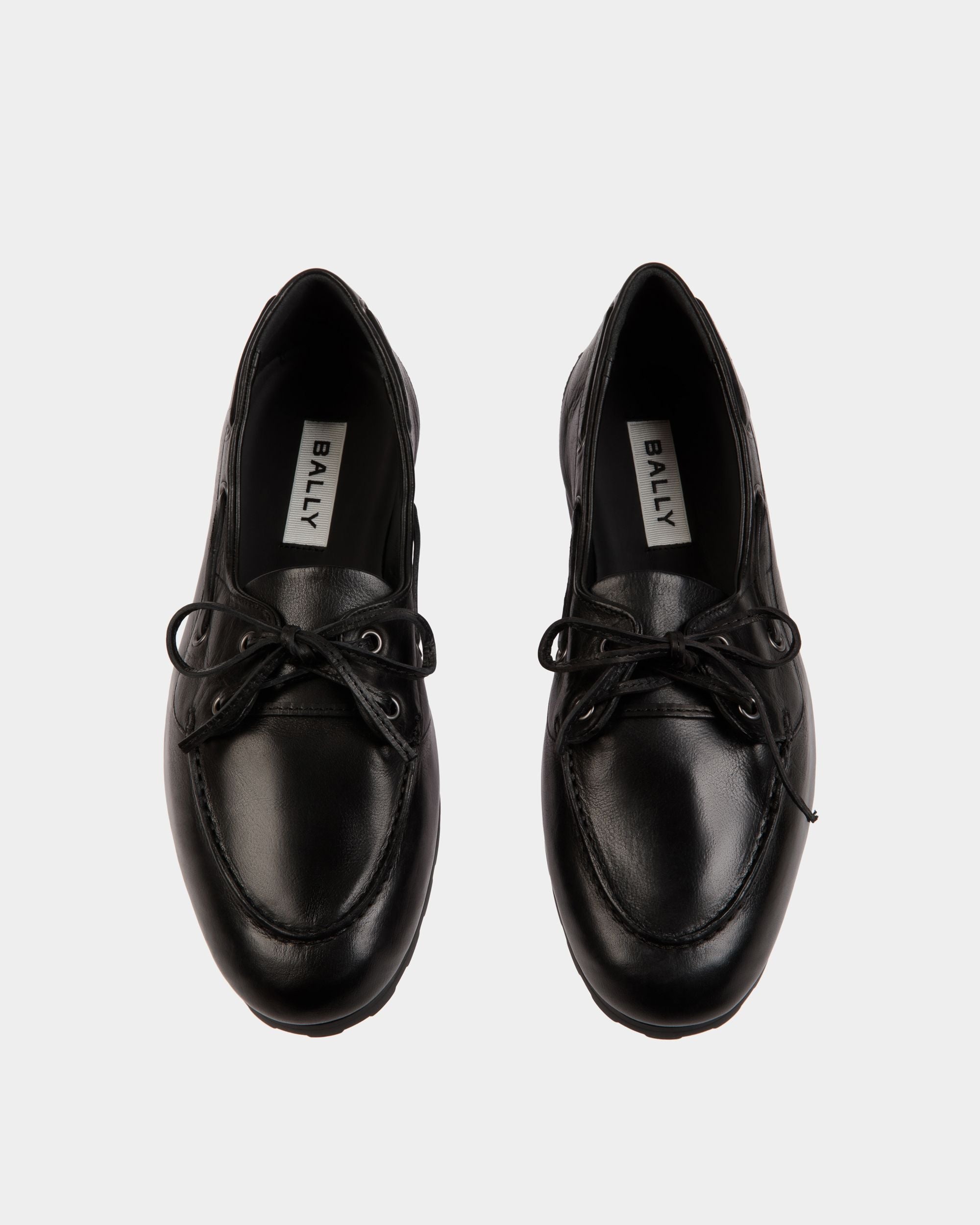 Bally Global - Mocassin Plume En Cuir Noir - Noir