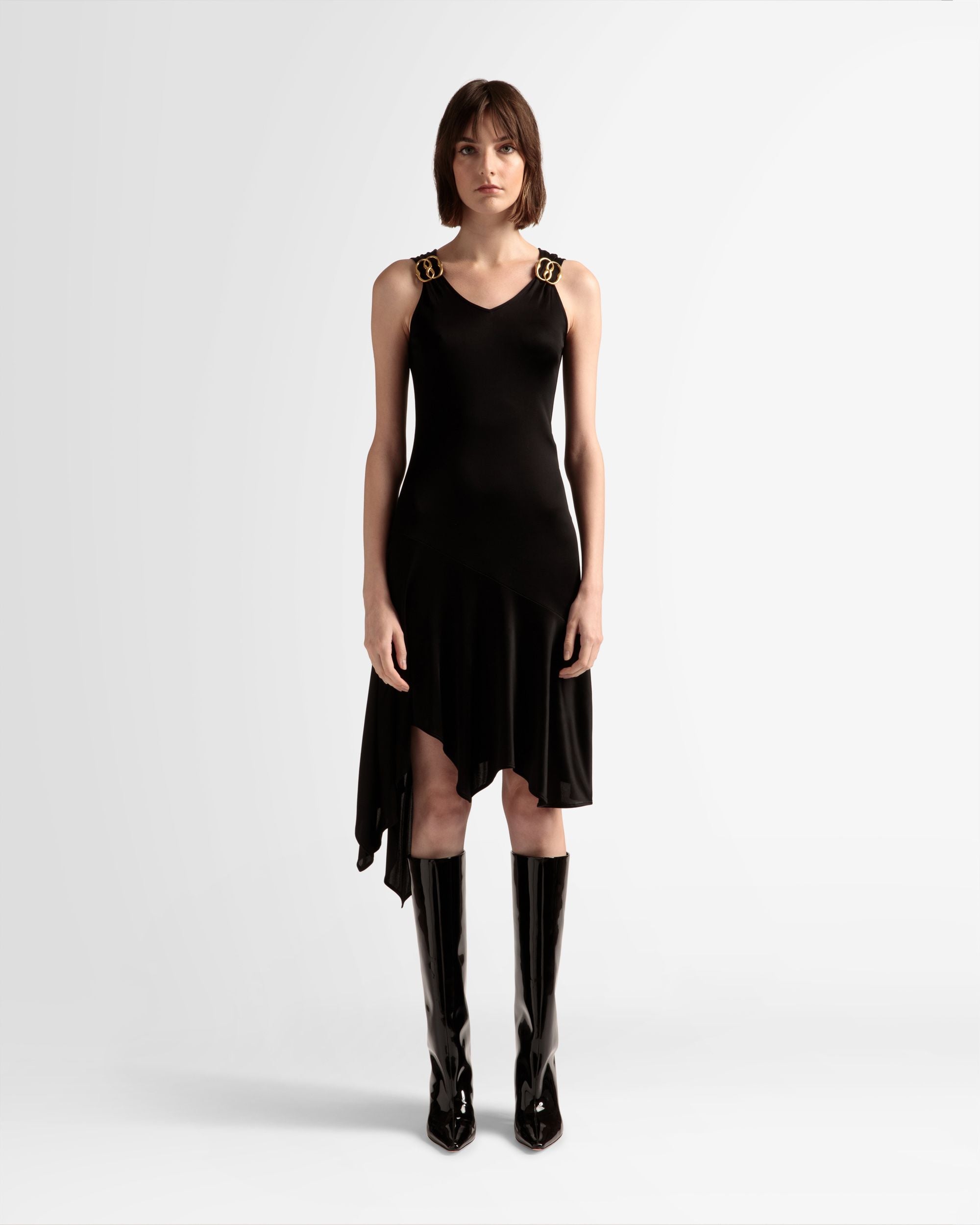 Bally Global - Asymmetric Dress In Black Viscose Mix - Black