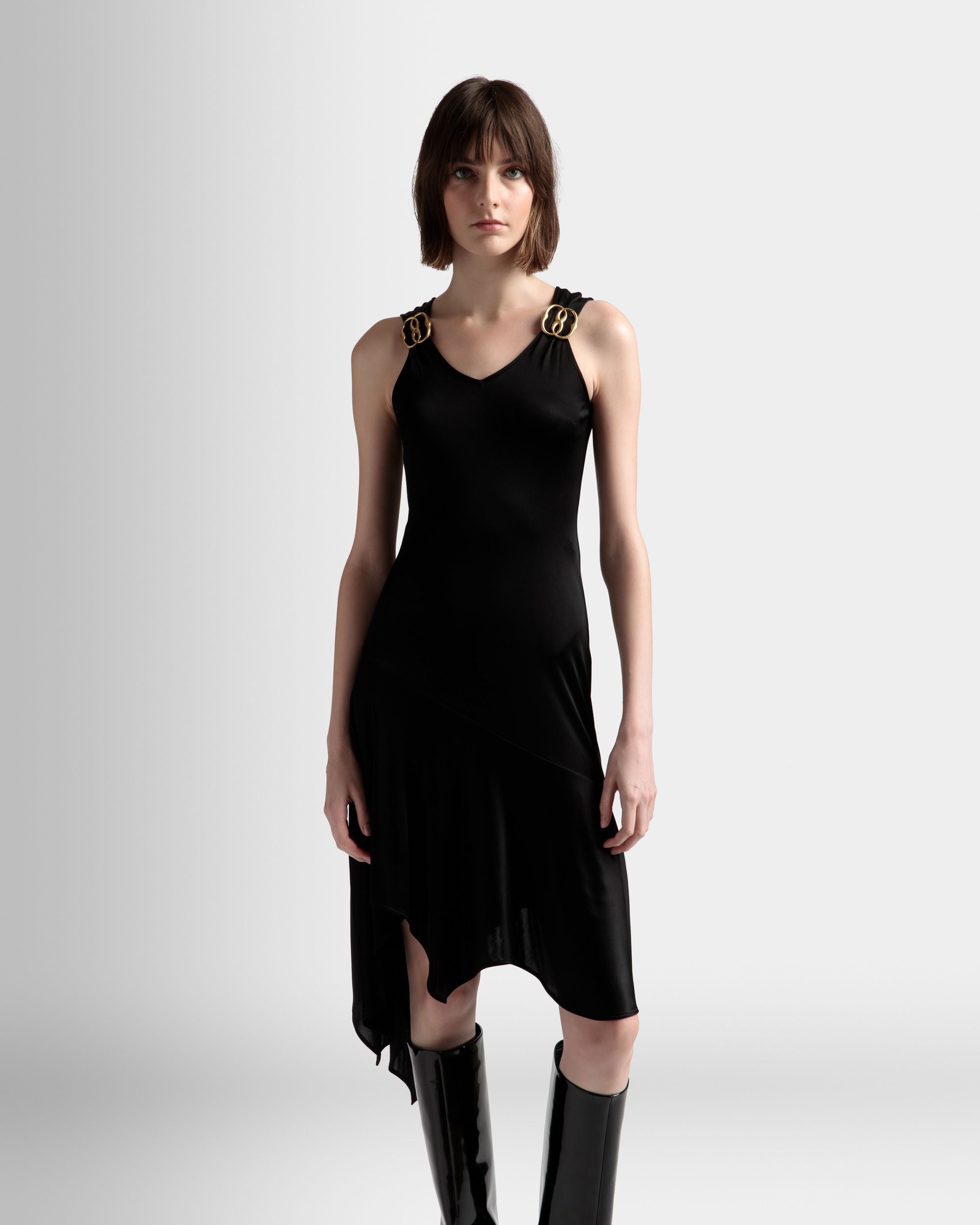Bally Global - Asymmetric Dress In Black Viscose Mix - Black
