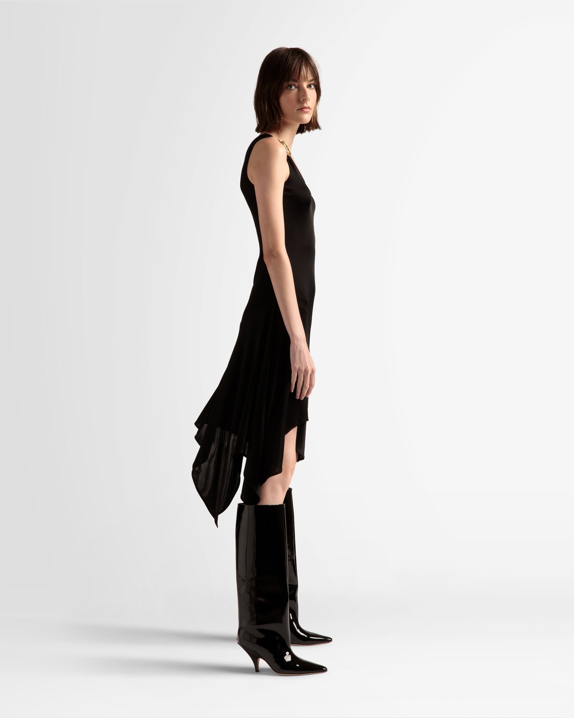 Bally Global - Asymmetric Dress In Black Viscose Mix - Black