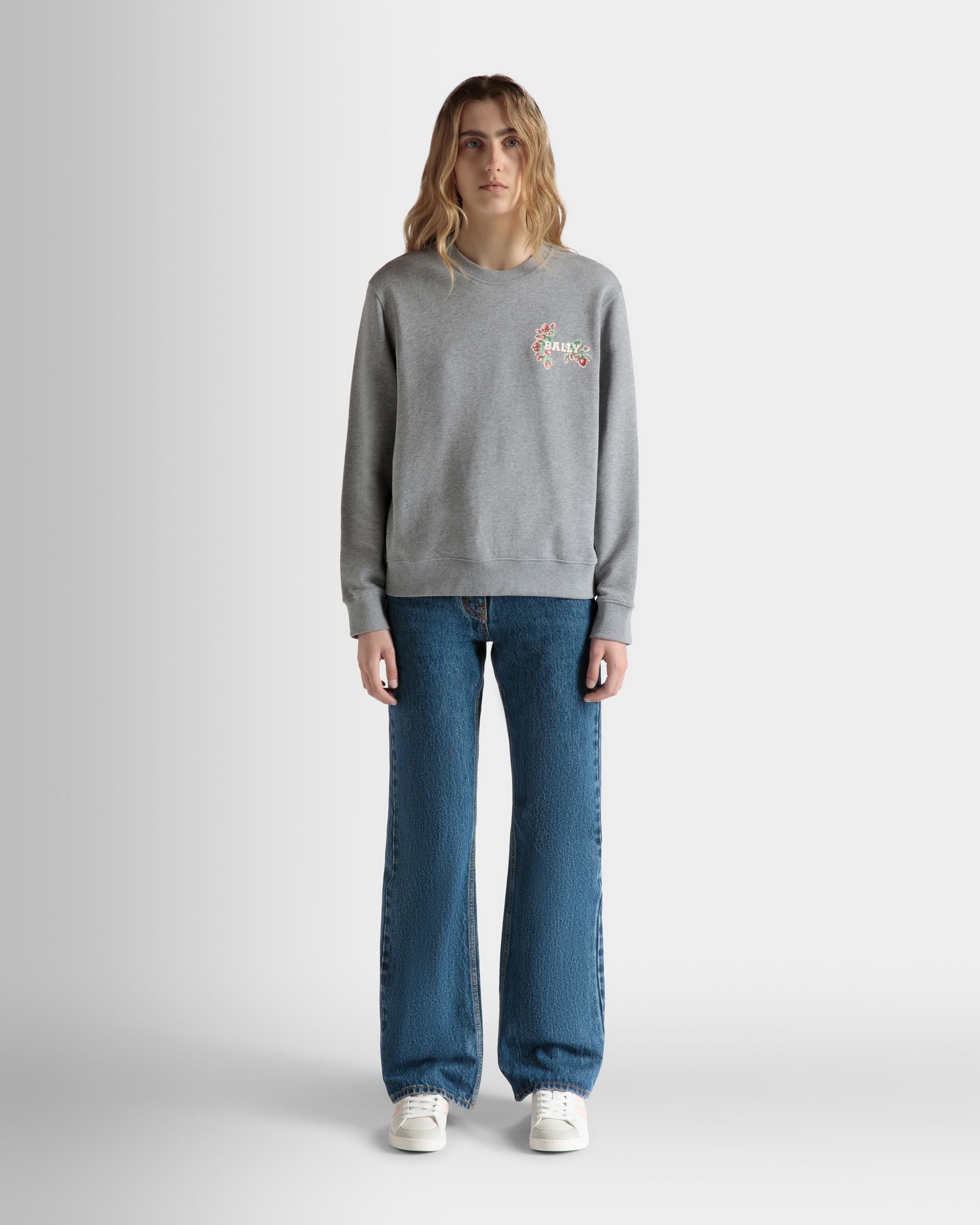 Bally Global - Sudadera De Cuello Redondo De Algodón Con Estampado Strawberry - Gris